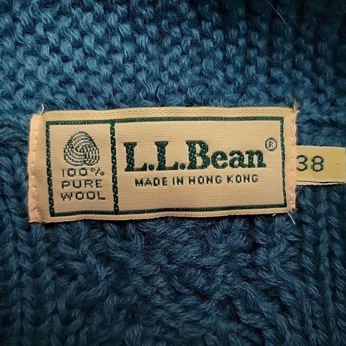 Vintage Vintage L.L. Bean Sweater Cardigan Womens 38 Teal Wool Cable Knit Shawl Collar Zip Front Size XS / US 0-2 / IT 36-38 - 4 Thumbnail