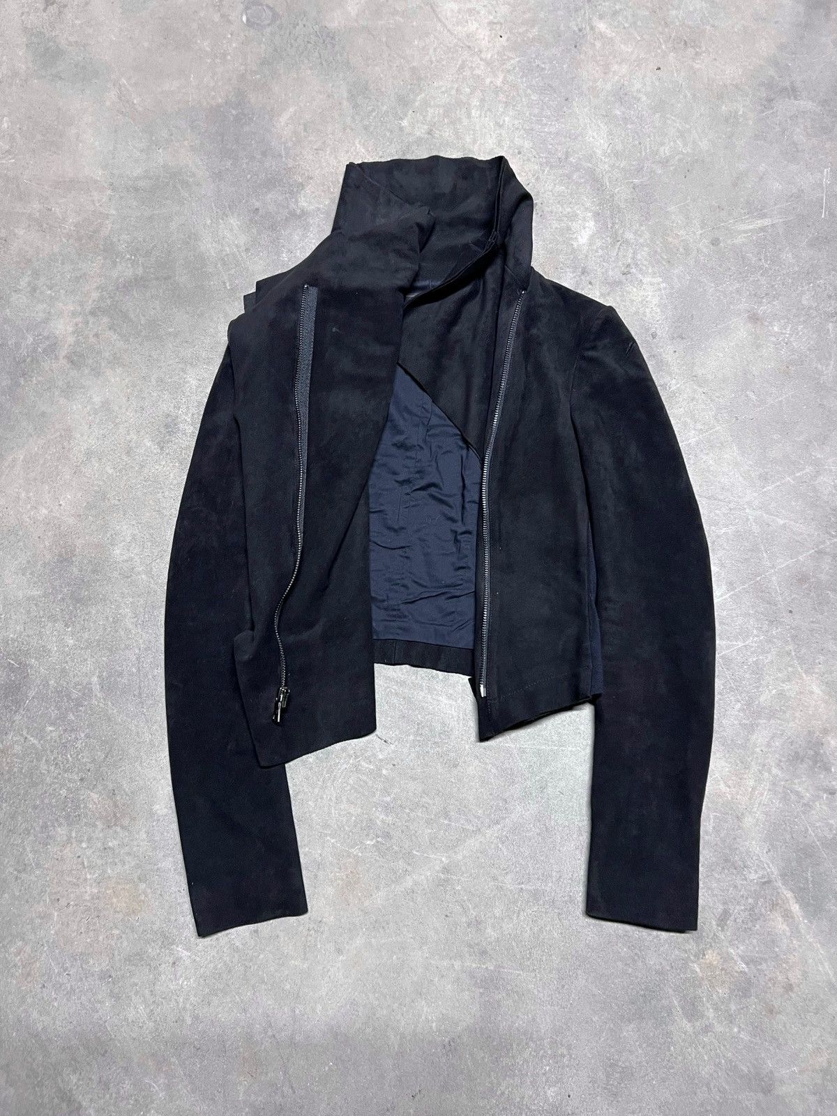 Japanese Brand Asymmetrical Zip Cropped Avant Garde Rick Japanese Jacket Size S / US 4 / IT 40 - 5 Thumbnail