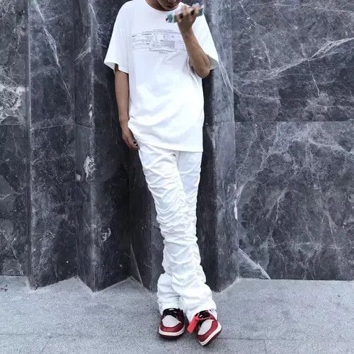 Jean Street Hip Hop Frayed Stacked Micro Flare y2k Jeans Size US 28 / EU 44 - 6 Thumbnail