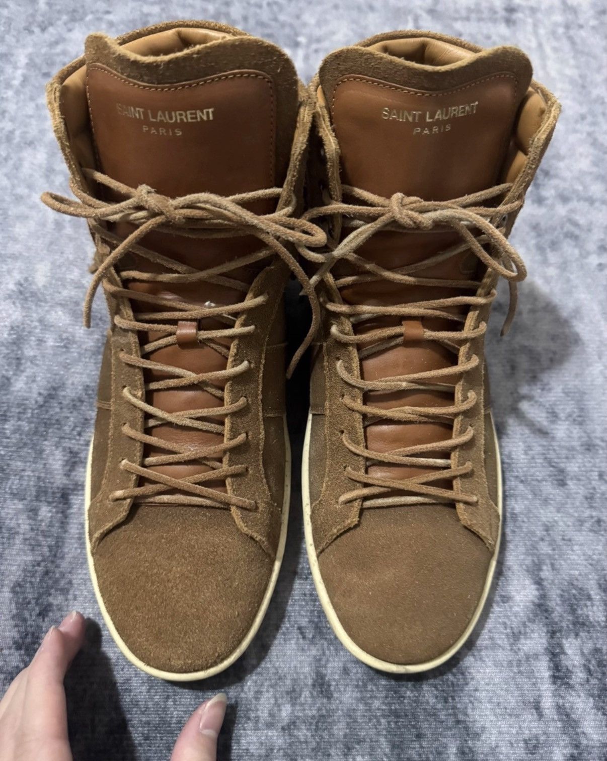 Saint Laurent Paris Saint Laurent (SLP) 15SS High-Top Suede Fringe Sneakers Size US 7 / EU 40 - 3 Thumbnail