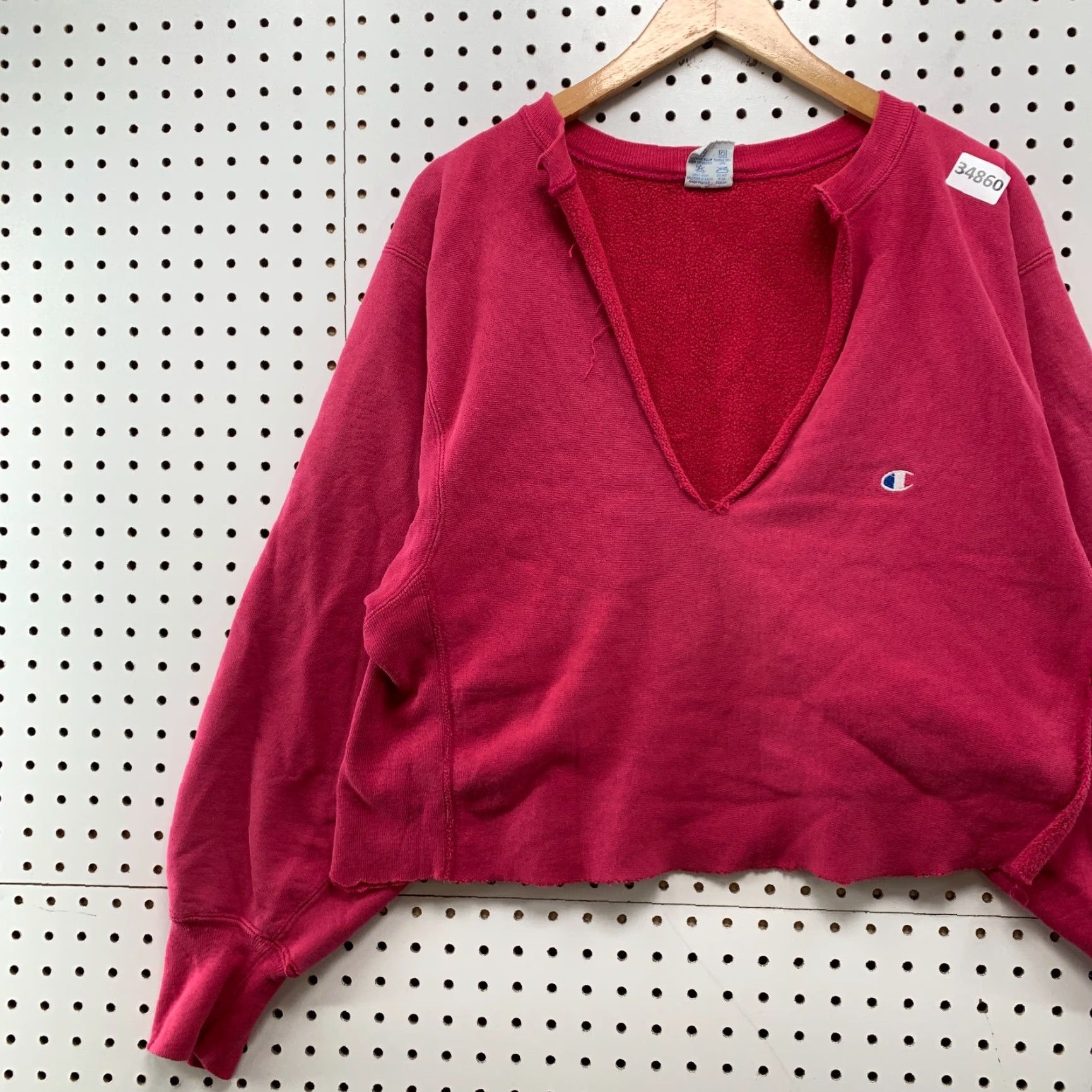 Champion VINTAGE Champion Sweatshirt Womens XL 90s Reverse Weave Pourover Pink Logo USA Cropped Chopped USPS? Size XL / US 12-14 / IT 48-50 - 2 Thumbnail