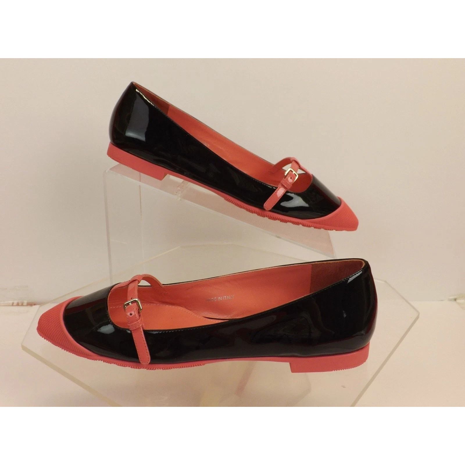 Miu Miu MIU MIU PRADA 5F95 BLACK PATENT LEATHER PINK BUCKLE FLATS 38 Size US 8 / IT 38 - 7 Thumbnail