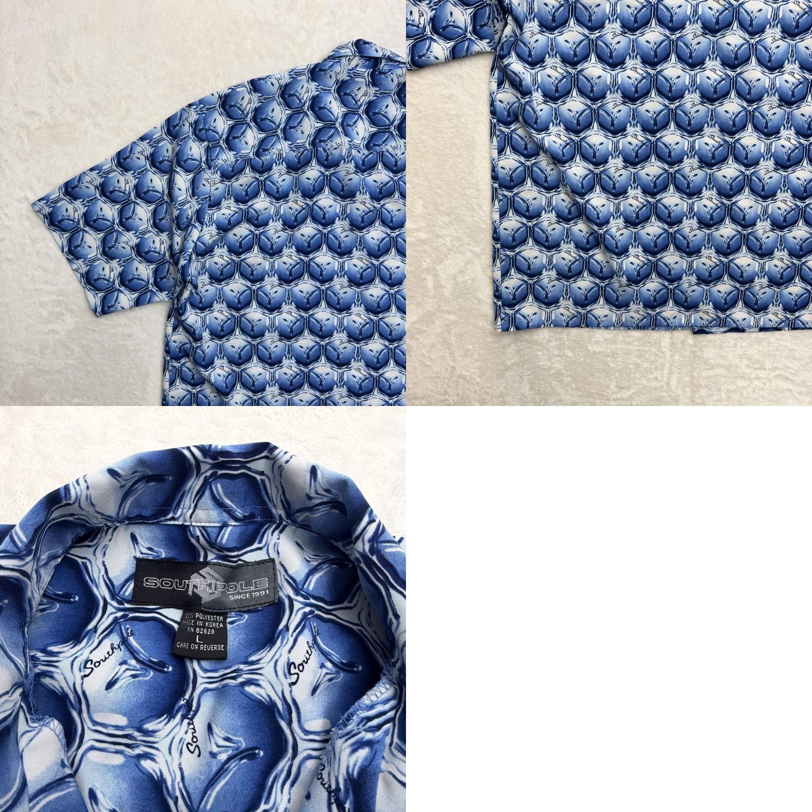 Southpole Southpole Shirt Mens Large Blue Geometric Short Sleeve Button Up Streetwear Size US L / EU 52-54 / 3 - 9 Thumbnail