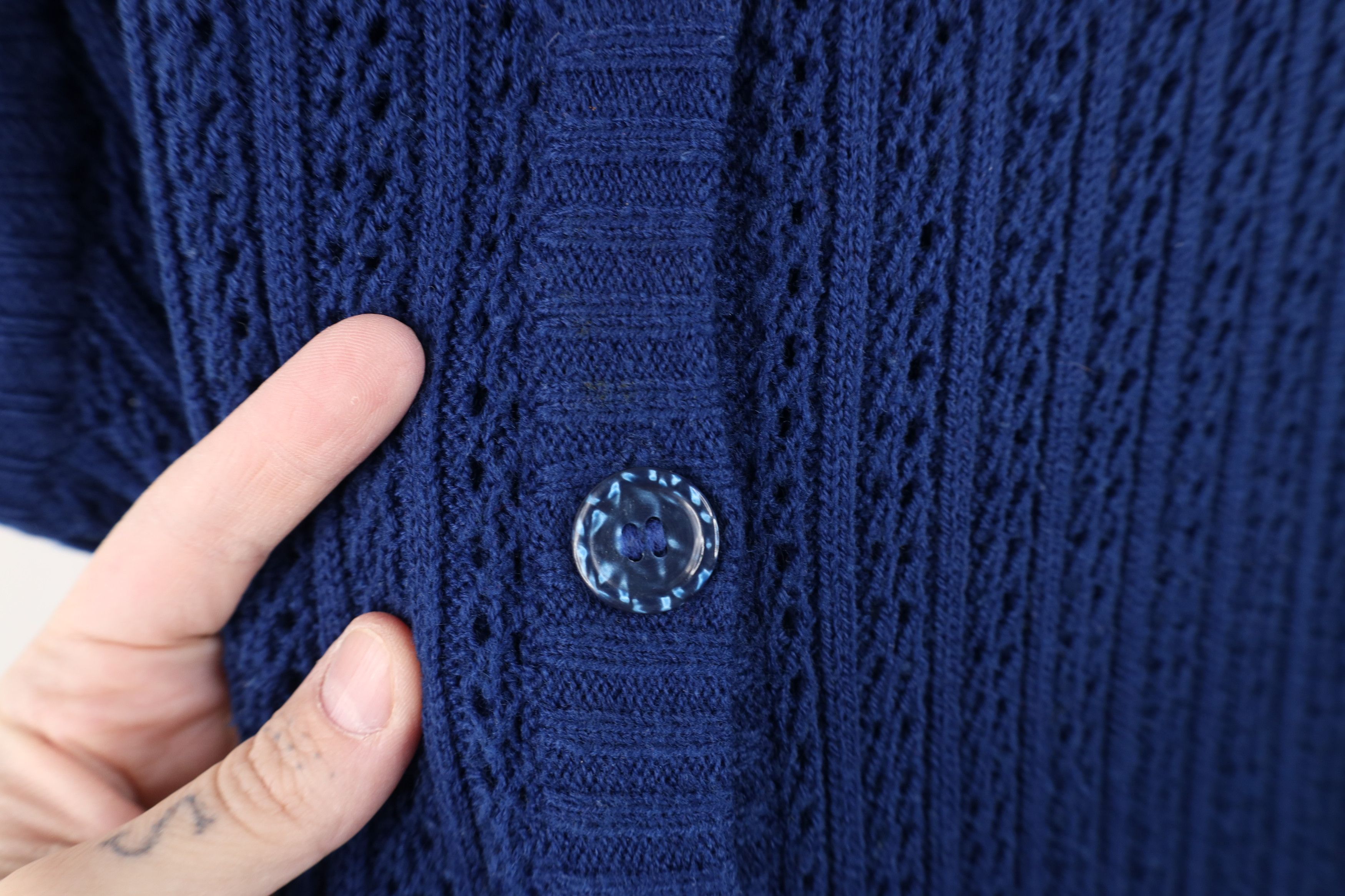 Vintage Vintage 70s Streetwear Crochet Cardigan Sweater Vest Blue Size L / US 10 / IT 46 - 5 Thumbnail