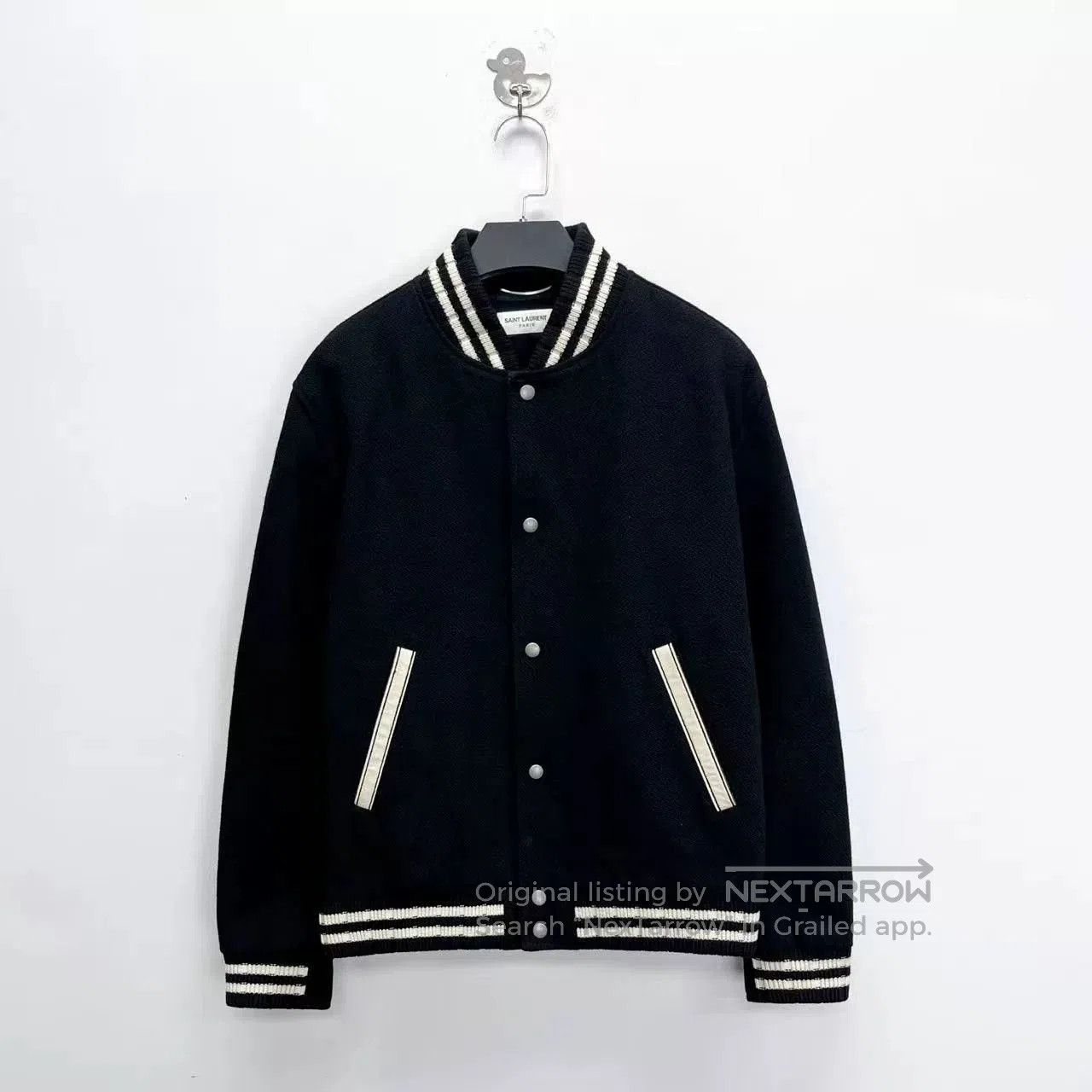 Saint Laurent Paris Saint Laurent Black Wool Baseball Jacket. Size US L / EU 52-54 / 3 - 1 Thumbnail