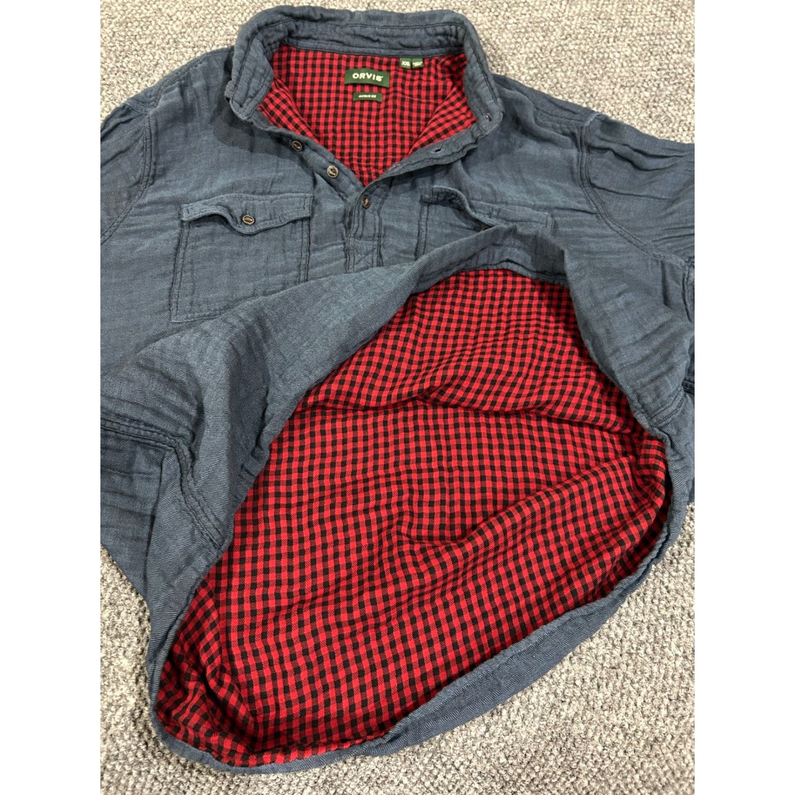 Orvis Orvis Shirt Mens 2XL Blue Chambray Flannel Lined Outdoor Workwear Button Up Size US XXL / EU 58 / 5 - 5 Thumbnail