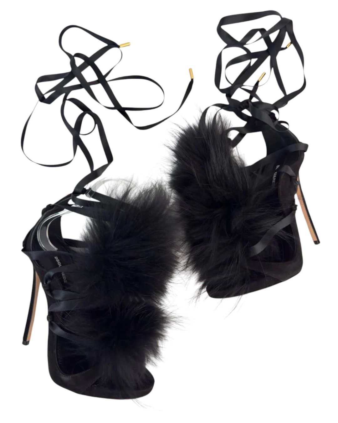 Dsquared2 RARE FOX FUR LACED HEELS Size US 7 / IT 37 - 2 Thumbnail