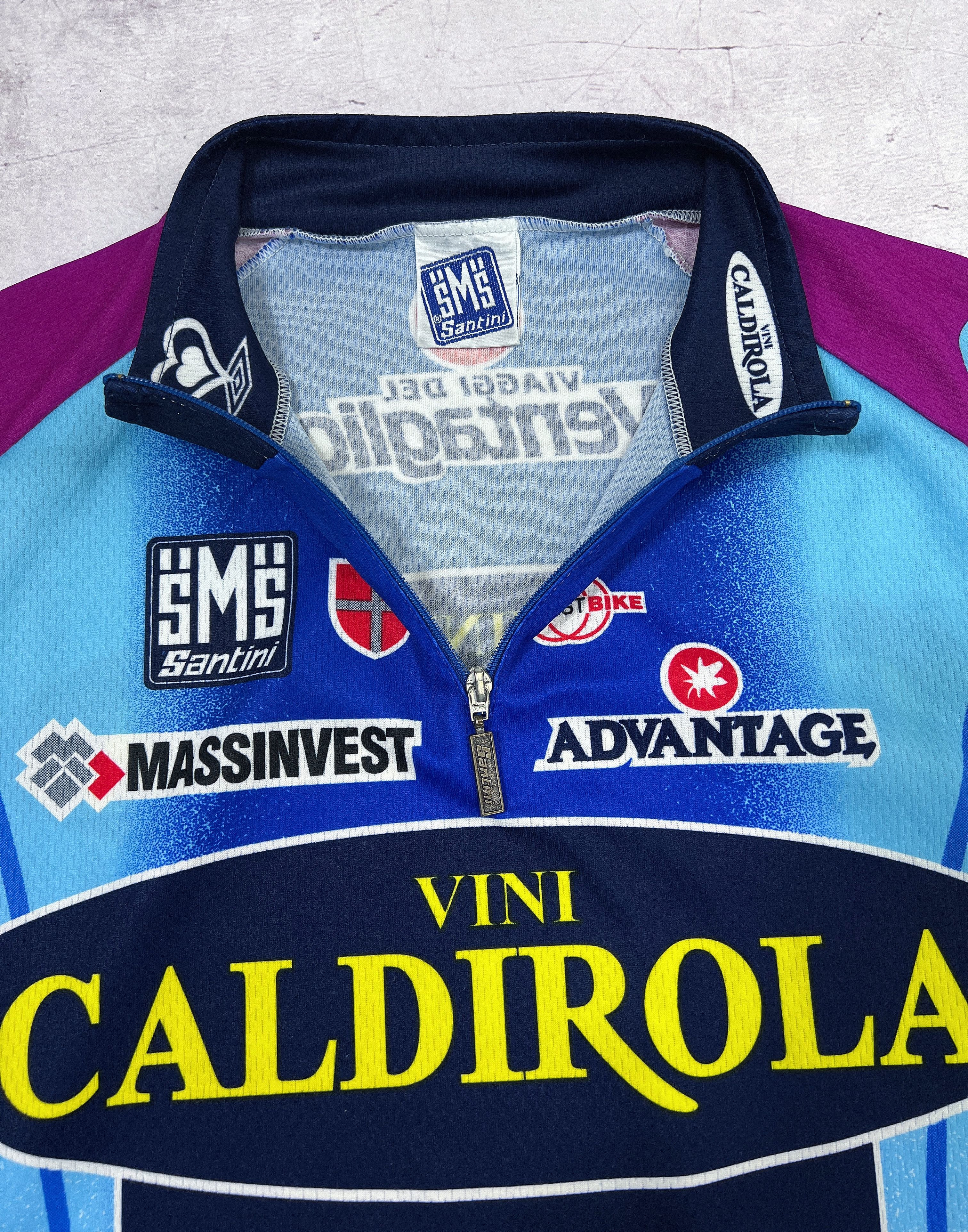 Sports Specialties × Vintage Vintage Santini Vini Caldirola Cycling Jersey Sidermec Size US L / EU 52-54 / 3 - 4 Thumbnail