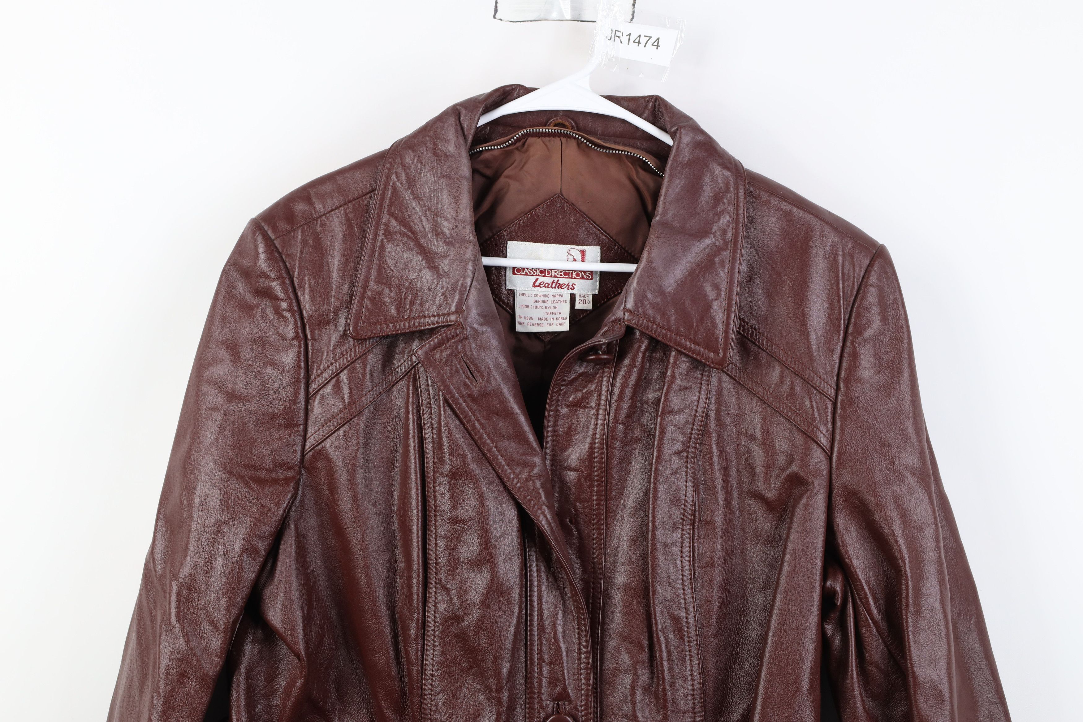 Vintage Vintage 70s Streetwear Belted Cow Leather Trench Coat Size 3XL / US 20-22 - 2 Thumbnail