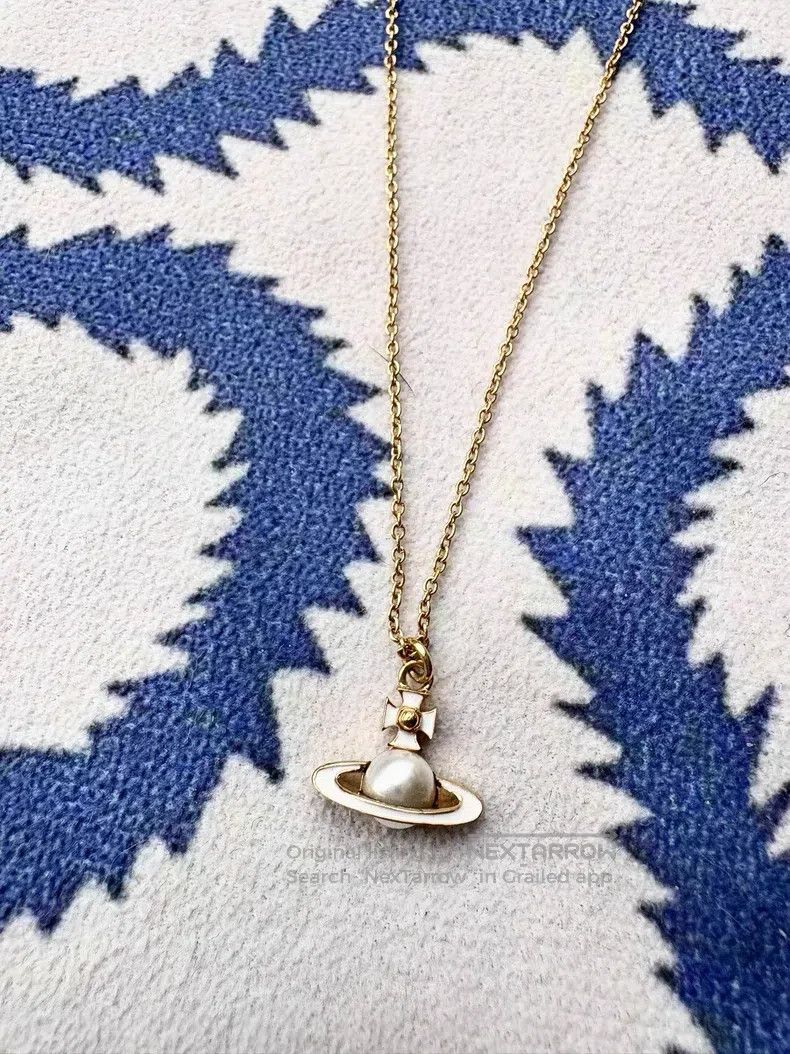 Vivienne Westwood Vivienne Westwood Vintage flat white enamel pearl Saturn n Size ONE SIZE - 2 Thumbnail