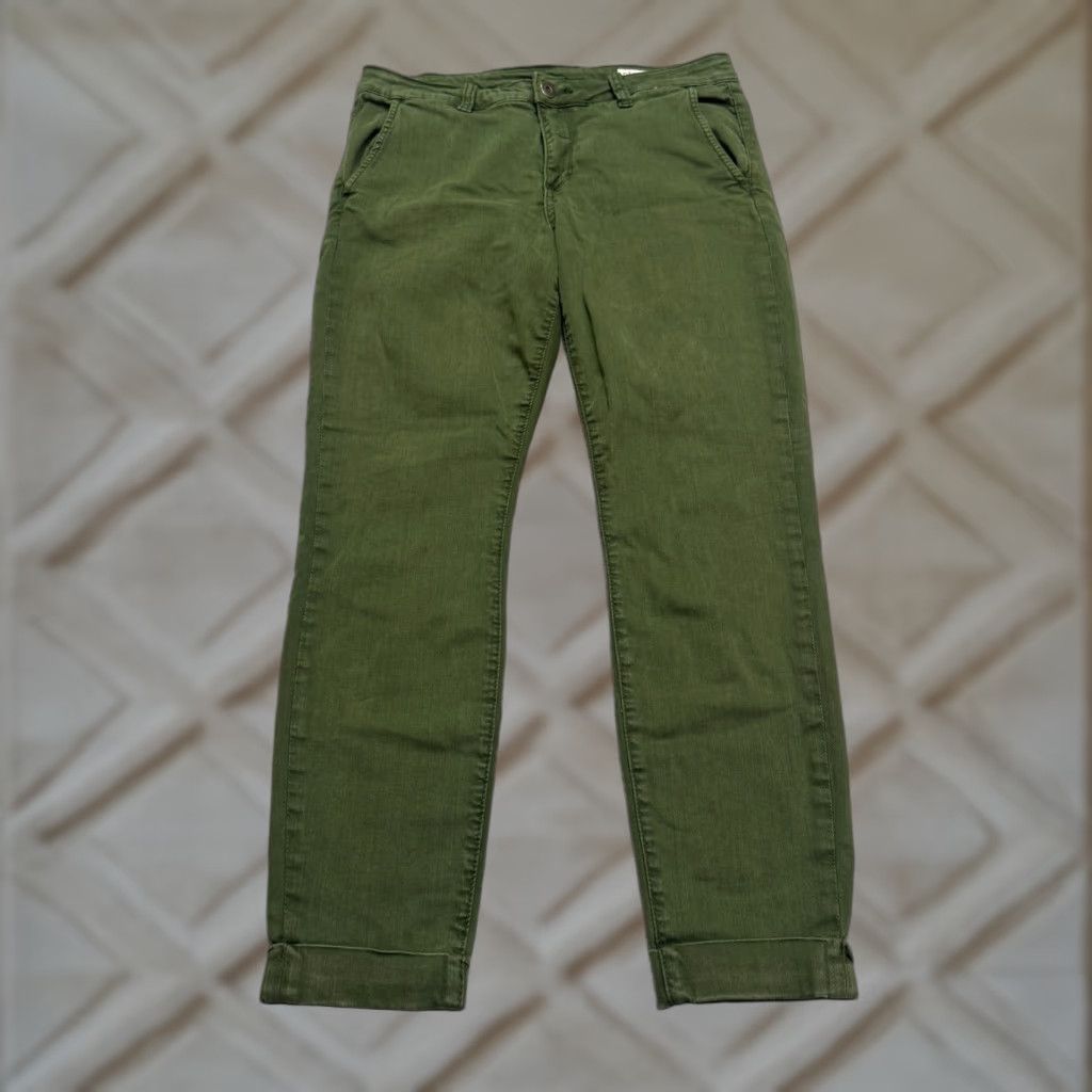 VINTAGE Pistola Skinny Ankle Chino Pants Womens 28 Olive Green Mid Rise Stretch 30x26
