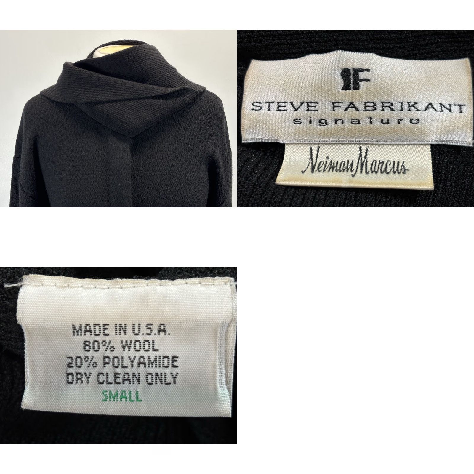 Vintage VINTAGE Steve Fabricant Knit Sweater Dress Women’s S Black Attached Scarf 80s USA Mens? Size S / US 4 / IT 40 - 8 Thumbnail