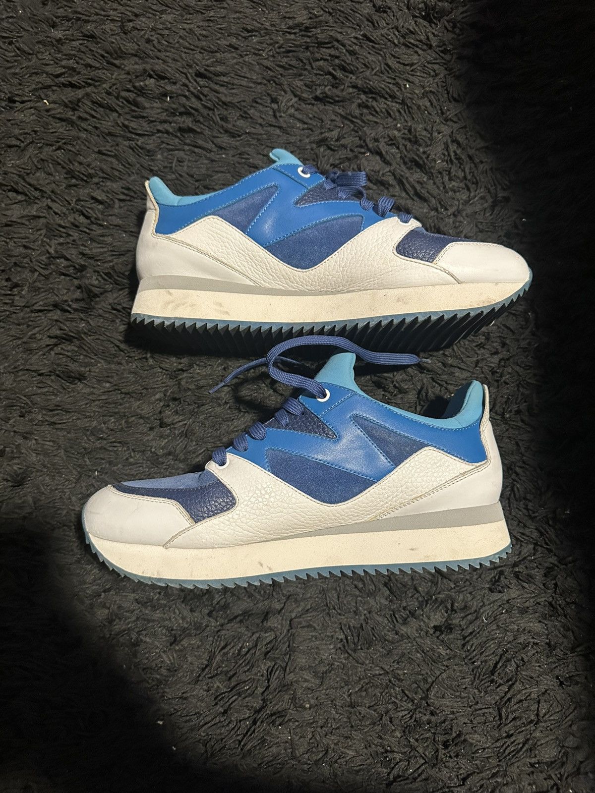 Dolce & Gabbana Dolce & Gabbana CS1424 White/Blue Leather Suede Sneakers (8) Size US 8 / EU 41 - 2 Thumbnail