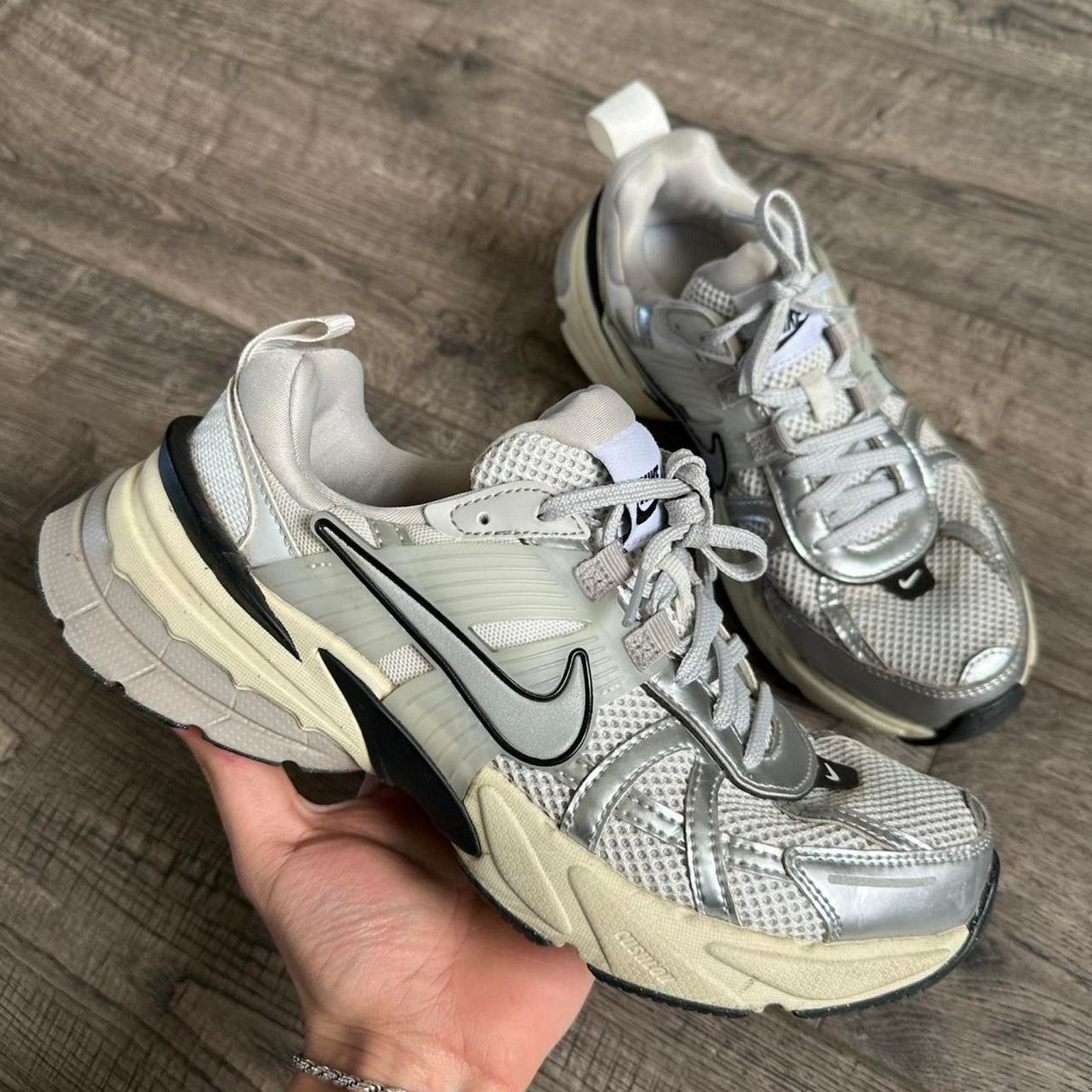 Nike Grey Black Silver Chunky Lifestyle Nike V2K Shoes Sneakers Size US 8 / IT 38 - 1 Thumbnail