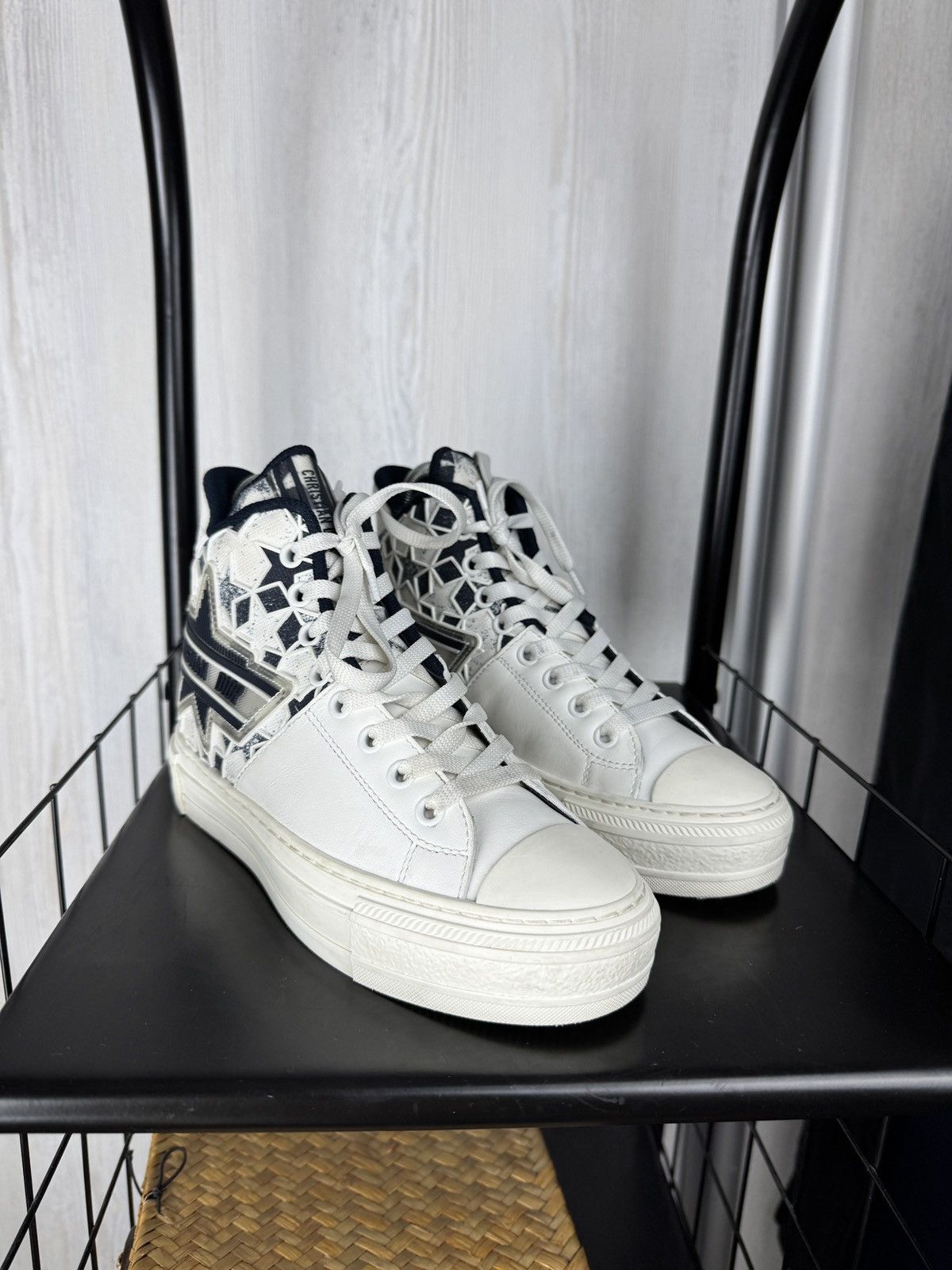 Dior Dior Walk'n'Dior Star Star Lace Up High Top Leather Sneakers Size US 4.5 / IT 34.5 - 5 Thumbnail