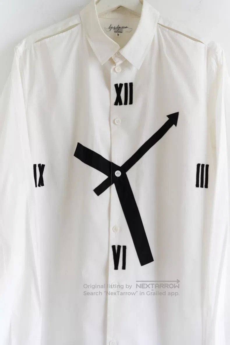 Yohji Yamamoto Yohji Yamamoto 14ss clock embroidered white shirt Size US L / EU 52-54 / 3 - 5 Thumbnail