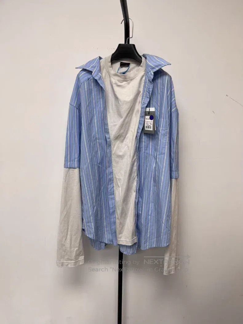 Balenciaga Balenciaga Color Block Fake Two Piece Striped Collar Singl Size US XL / EU 56 / 4 - 1 Thumbnail