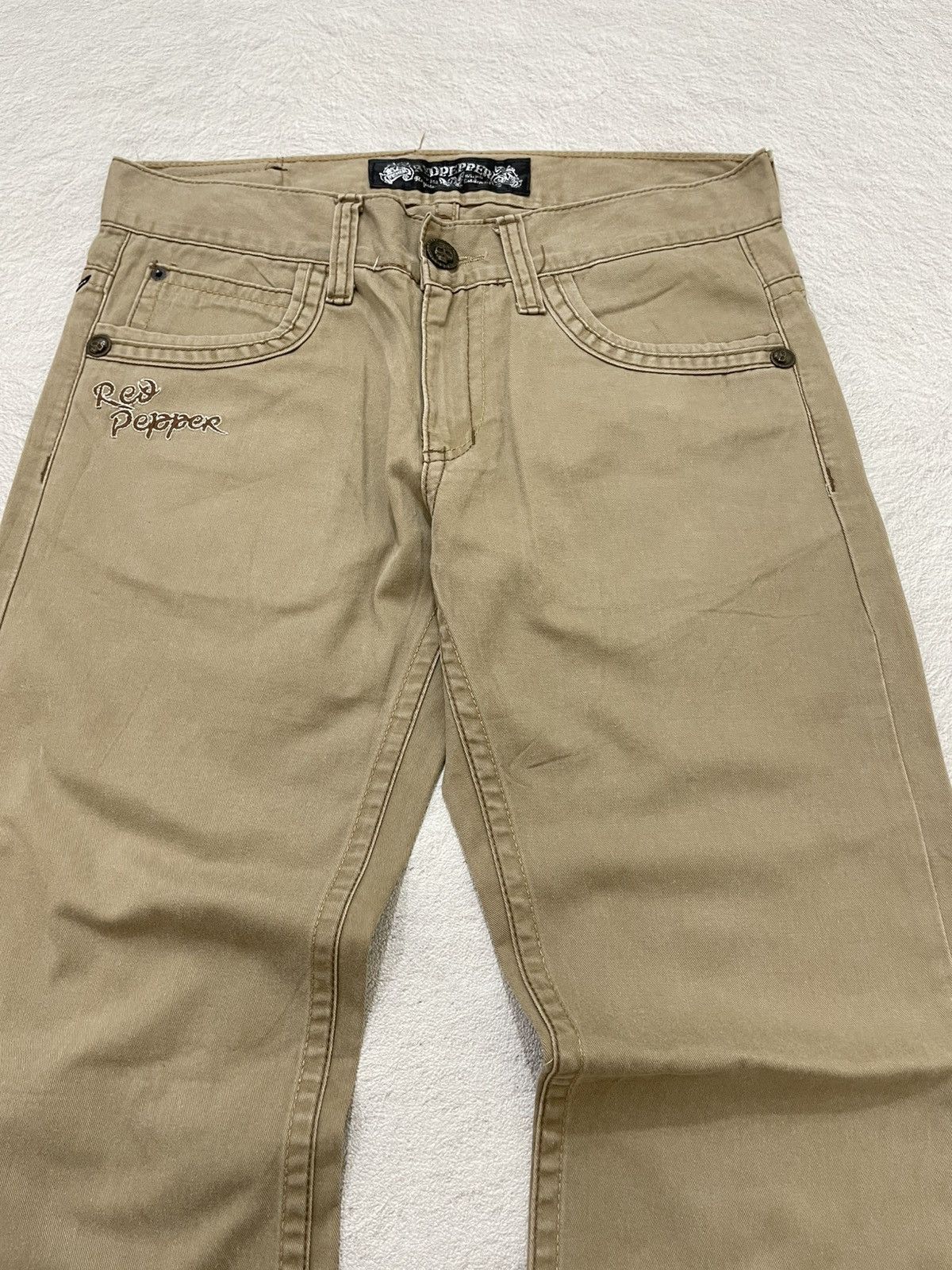Ed Hardy 2000s Red Pepper Embroidered Eagle Khaki Jeans Japan Y2K Size US 33 - 4 Thumbnail
