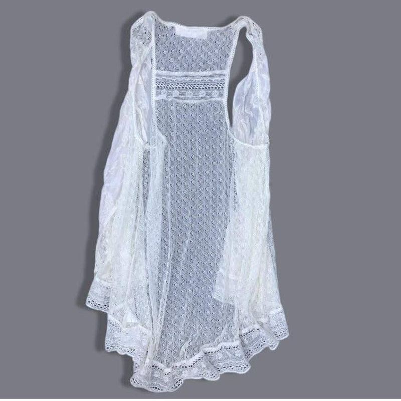Abercrombie & Fitch Y2K Abercrombie & Fitch White Lace Sleeveless Shall One Size Size ONE SIZE - 2 Thumbnail