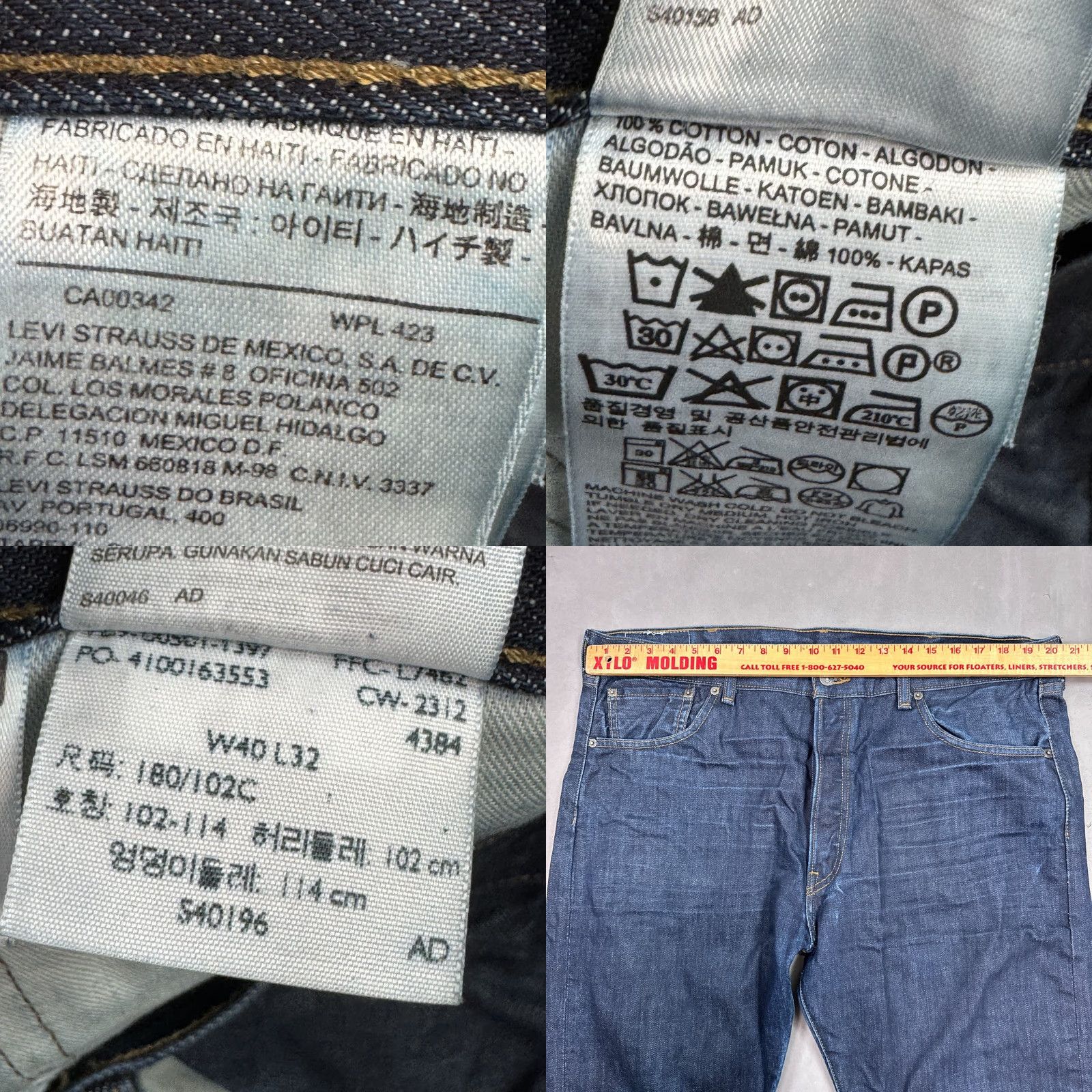 Levi's Levi's 501 Jeans Mens 40x32 Blue Button Fly Faded Denim Pants Raw Indigo Faded - 501 Series - Regular Size - Jeans Size US 40 / EU 56 - 8 Thumbnail