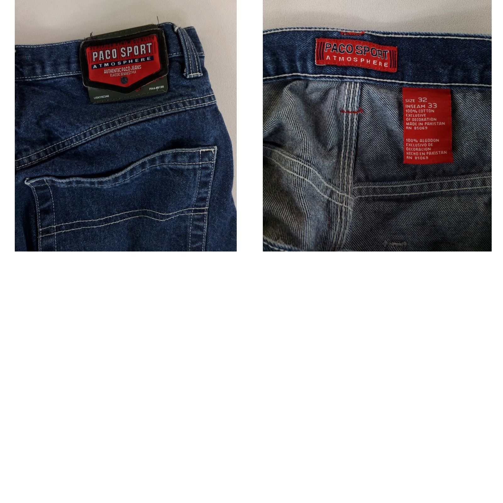 Vintage PACO Jeans Sport Atmosphere Carpenter Mens 34 Waist 32 Inseam Blue Wide-Leg Pants Mens 34x32 Actual AS IS Size US 34 / EU 50 - 8 Thumbnail