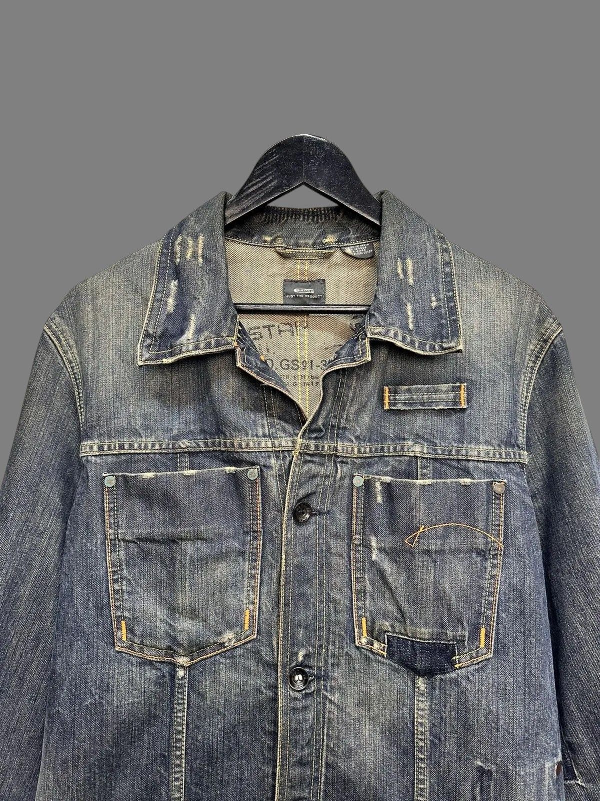 Diesel G-Star Raw Denim Jacket Distressed Workwear 2000s Size US L / EU 52-54 / 3 - 4 Thumbnail