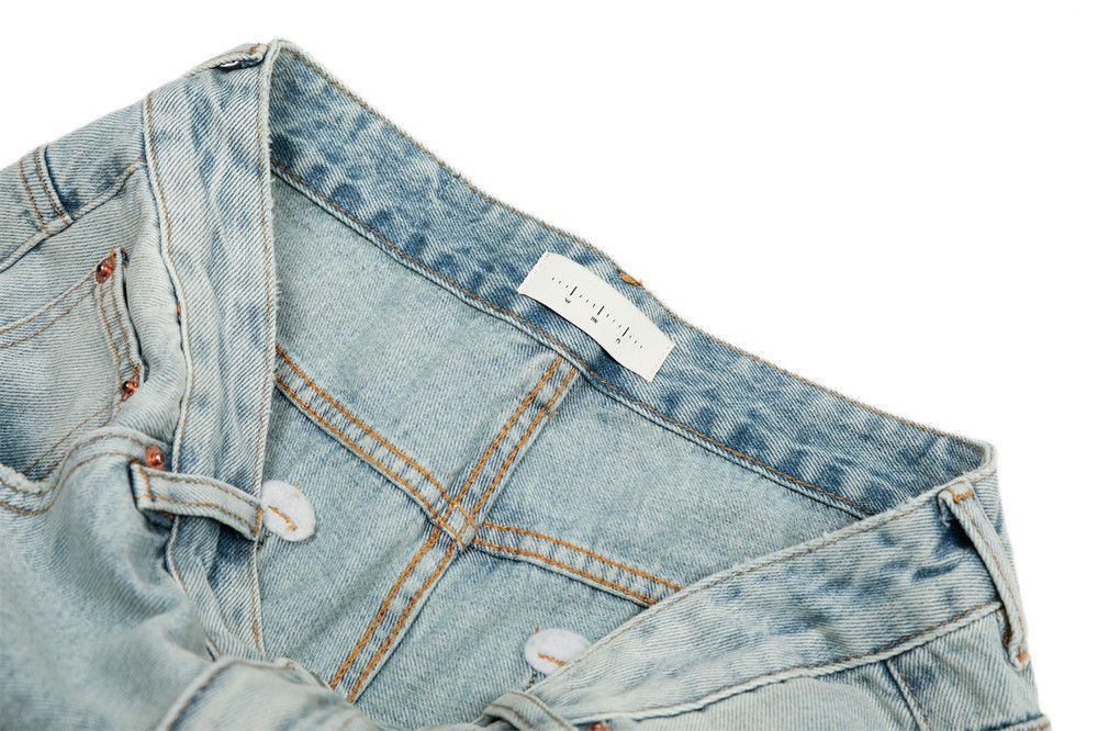 Japanese Brand × Jean Men's casual straight punk distressed light wash jeans Size US 32 / EU 48 - 5 Thumbnail