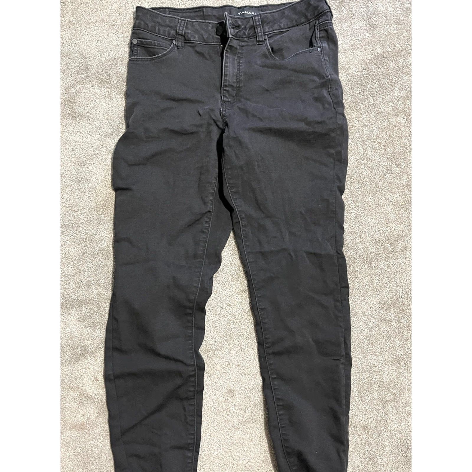Vintage Tahari Skinny Jeans Womens Size 10 Mid Rise Black Dark Wash Denim Size 32" / US 10 / IT 46 - 3 Thumbnail
