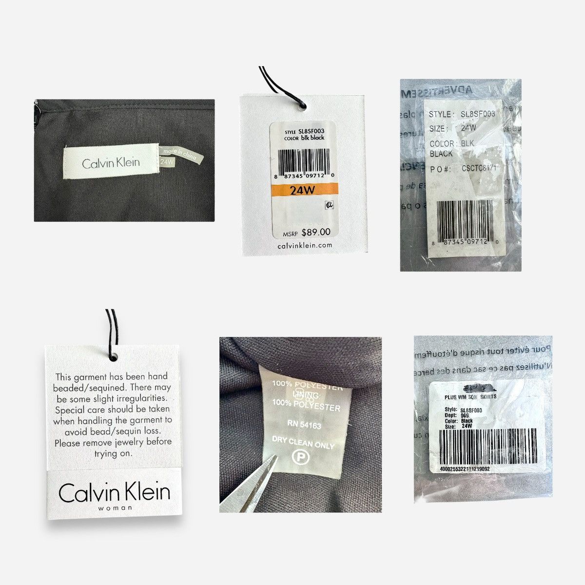 Calvin Klein Calvin Klein Woman Plus Size Blk Sequin Evening Skirt Sz 24W Size 34" / US 12 / IT 48 - 5 Thumbnail