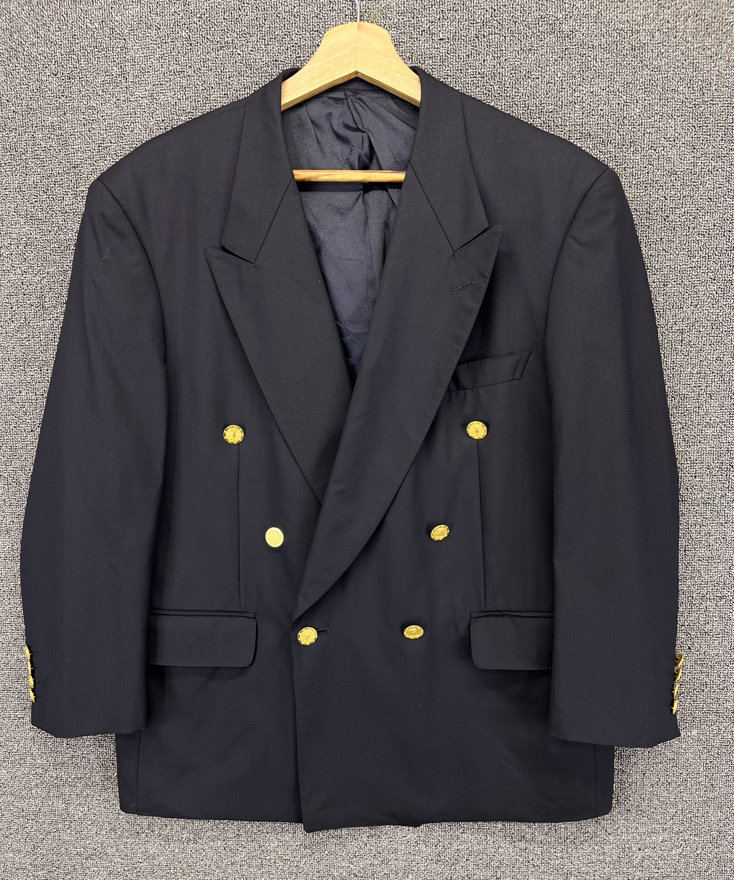Trussardi Vintage Trussardi Luxury Gold Button Wool Blazer Coat Jacket Size US L / EU 52-54 / 3 - 1 Thumbnail