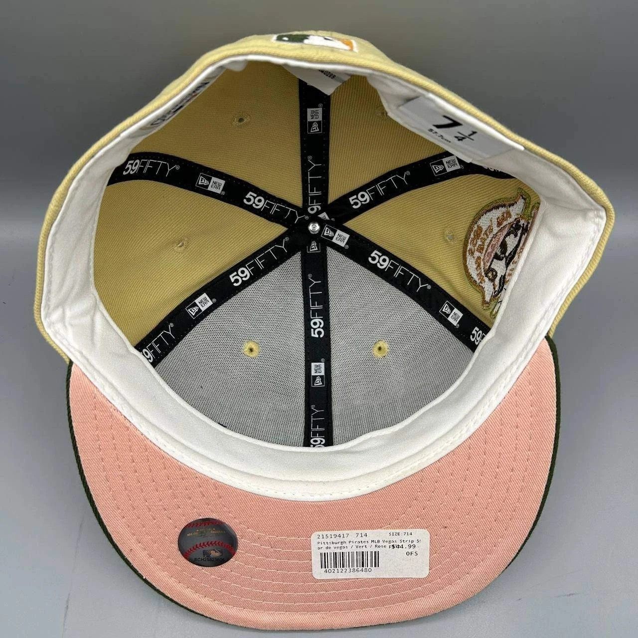 New Era Pittsburgh Pirates Hat Men 7 1/4 Yellow Green MLB Fitted Size ONE SIZE - 2 Thumbnail