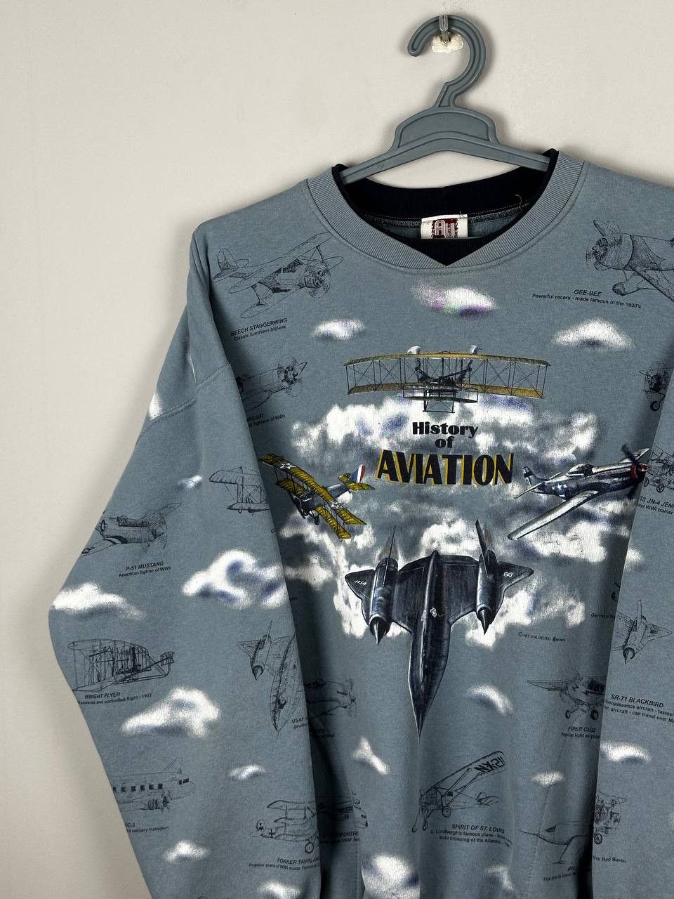 Vintage Vintage 90s AOP History Of Aviation USA Crewneck Sweatshirt Size US XL / EU 56 / 4 - 3 Thumbnail
