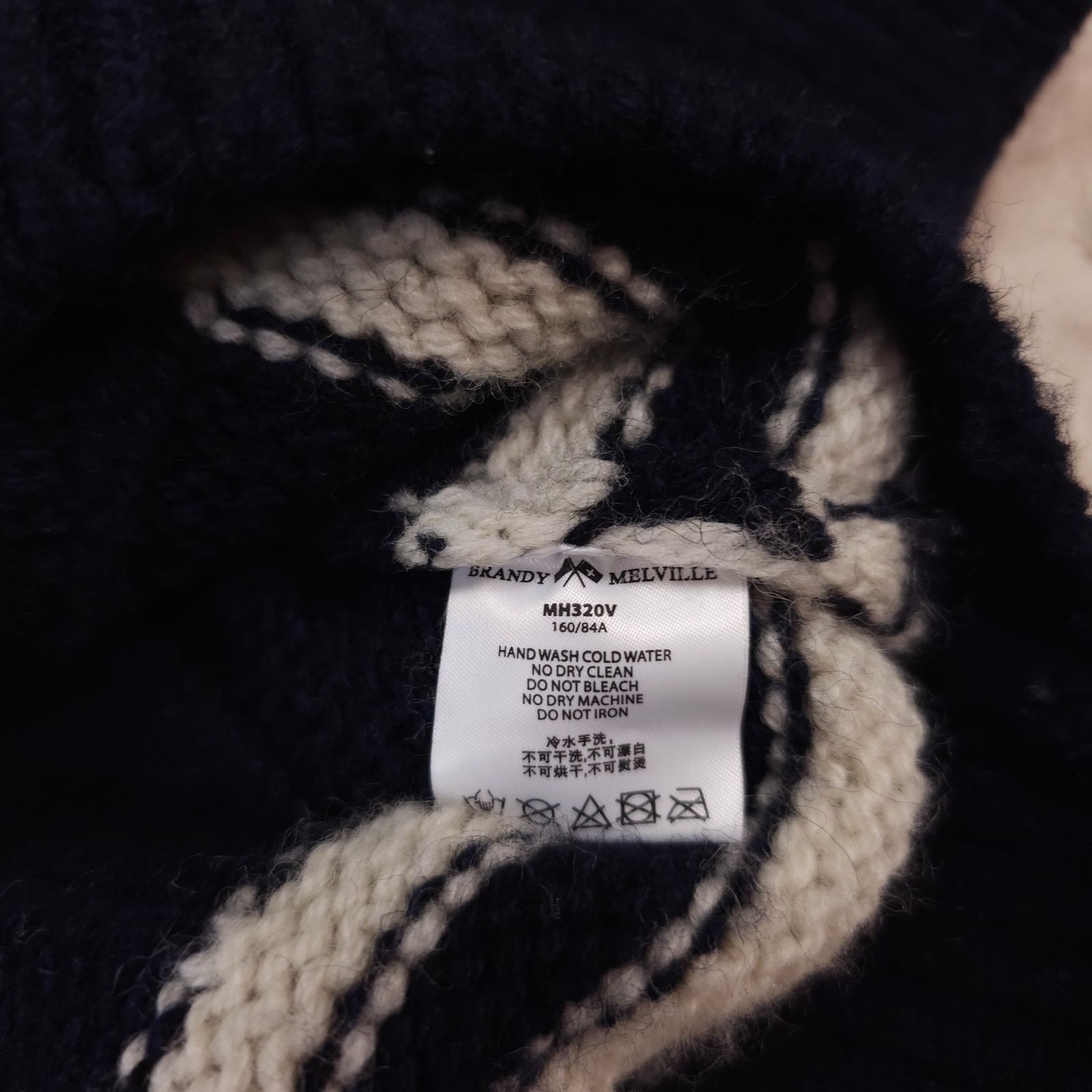 Brandy Melville Brandy Melville Varsity Stripe Navy Blue Wool Sweater Size ONE SIZE - 7 Thumbnail