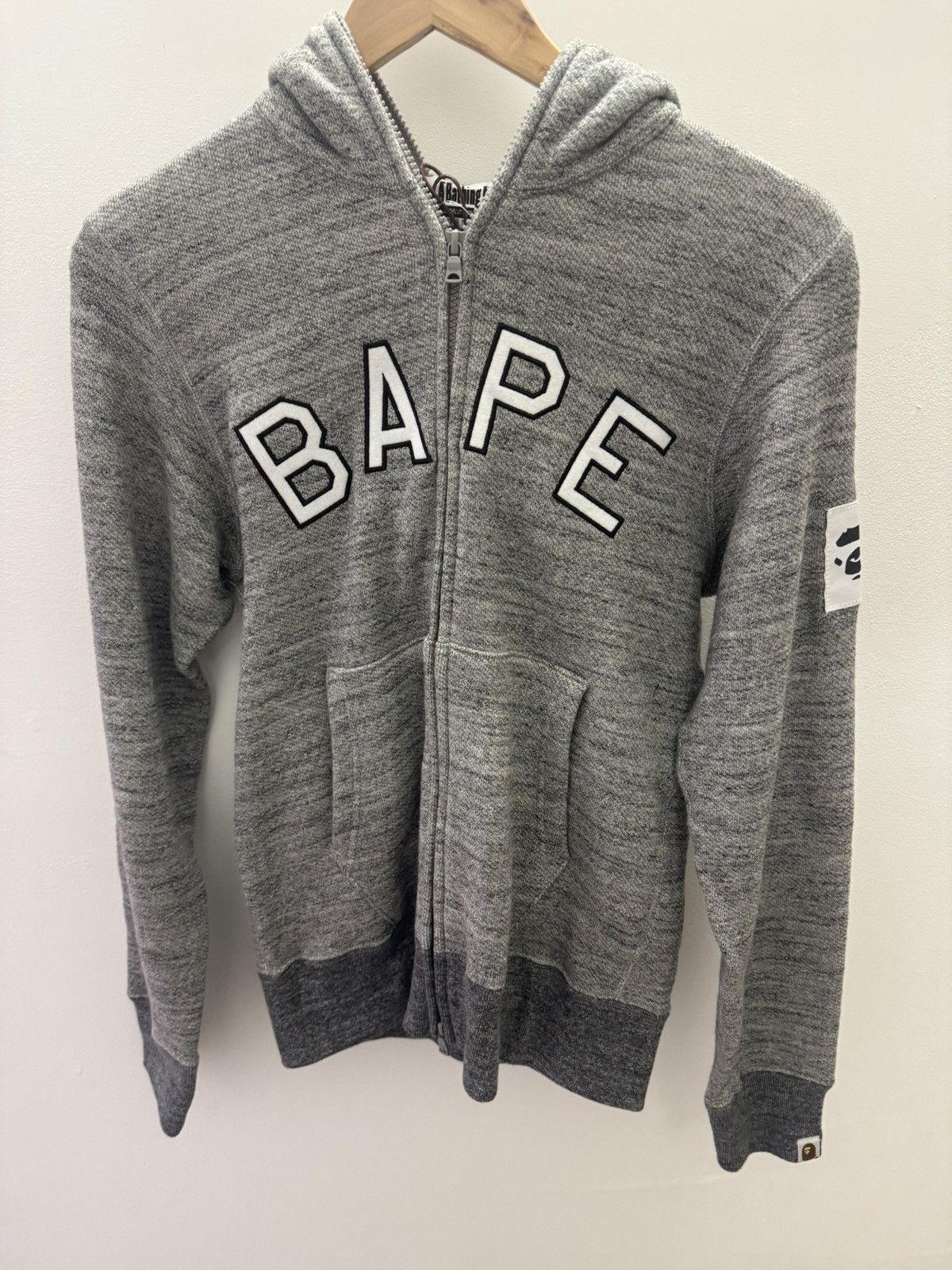 Bape Logo Zip Up Hoodie (Grey)