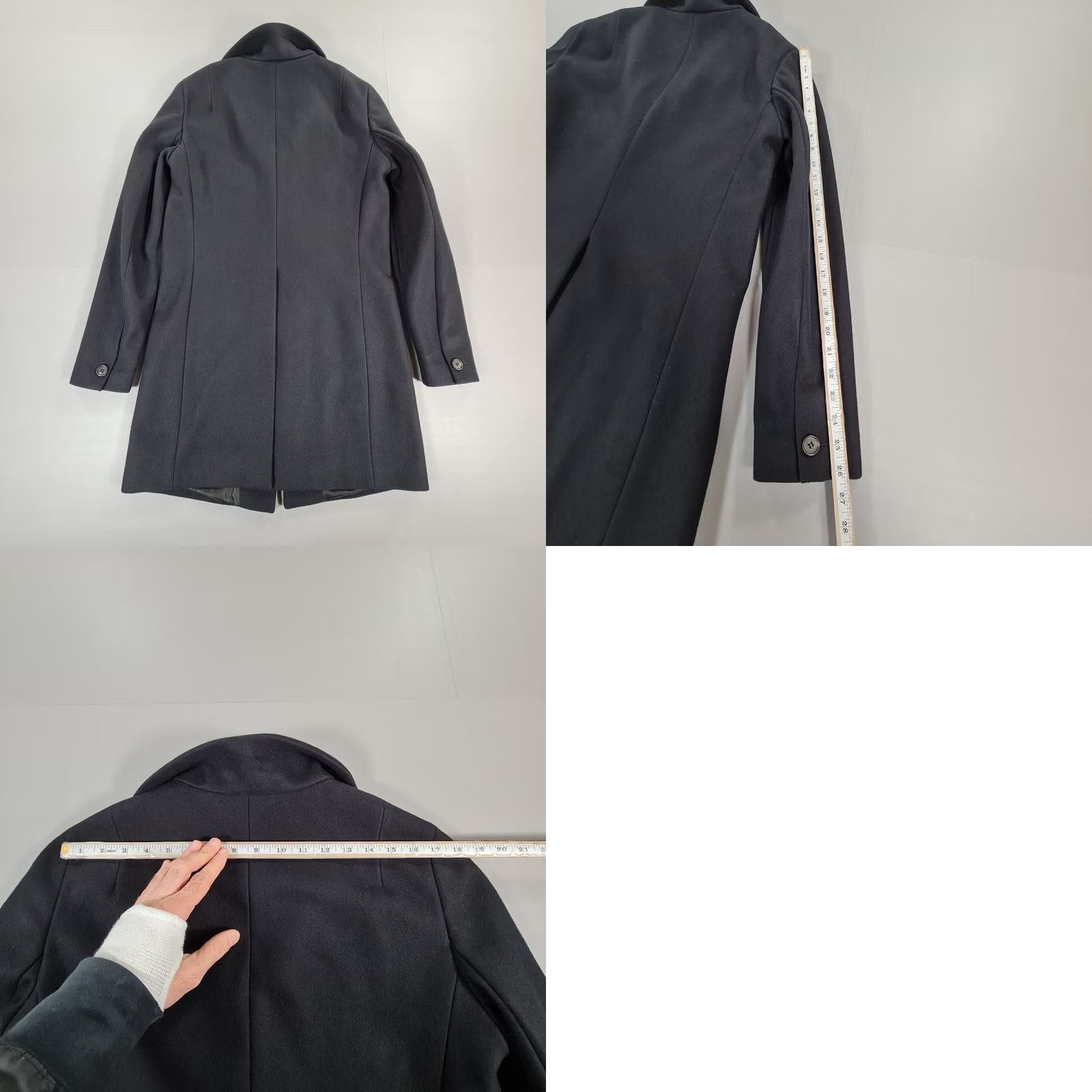 Allsaints AllSaints Mens Coat Navy Blue 36 Wool Single Breasted Mire Overcoat Size US XXS / EU 40 - 8 Thumbnail