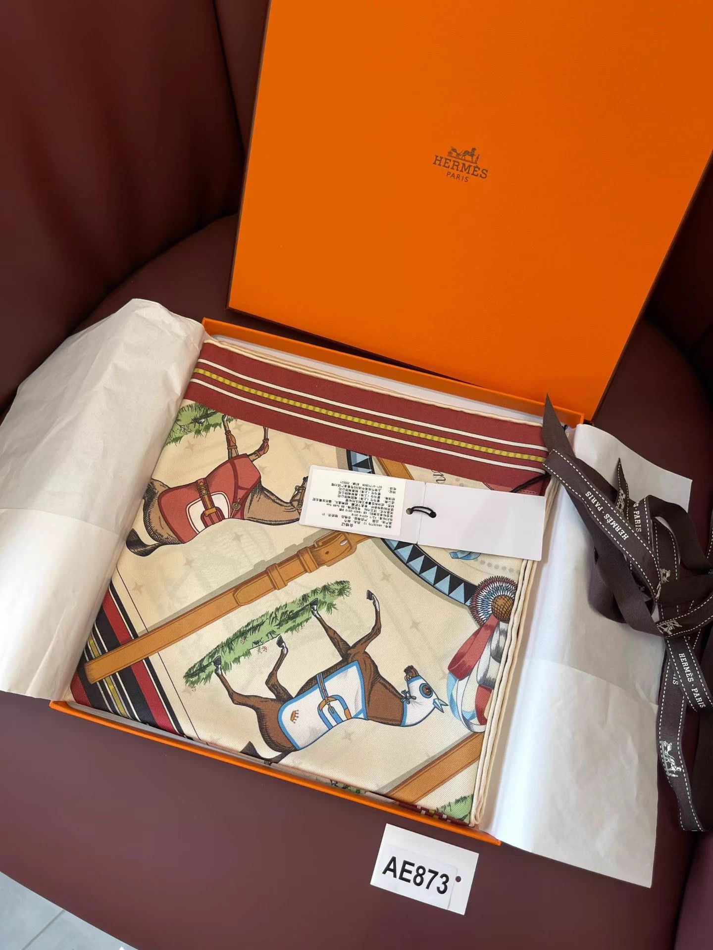 Hermes Hermès Cheval en Parade 90 2-sided Scarf Cream/Red/Black Size ONE SIZE - 2 Thumbnail