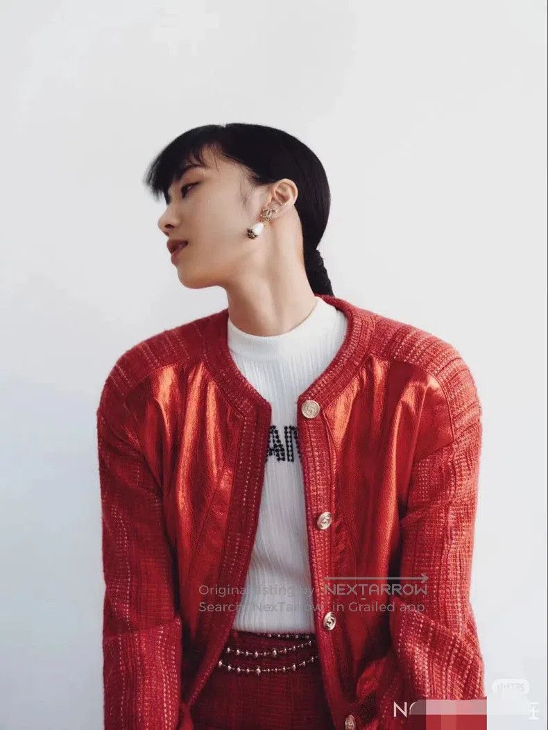 Chanel Chanel 21S stitching red round-neck long-sleeved jacket Size XS / US 0-2 / IT 36-38 - 3 Thumbnail