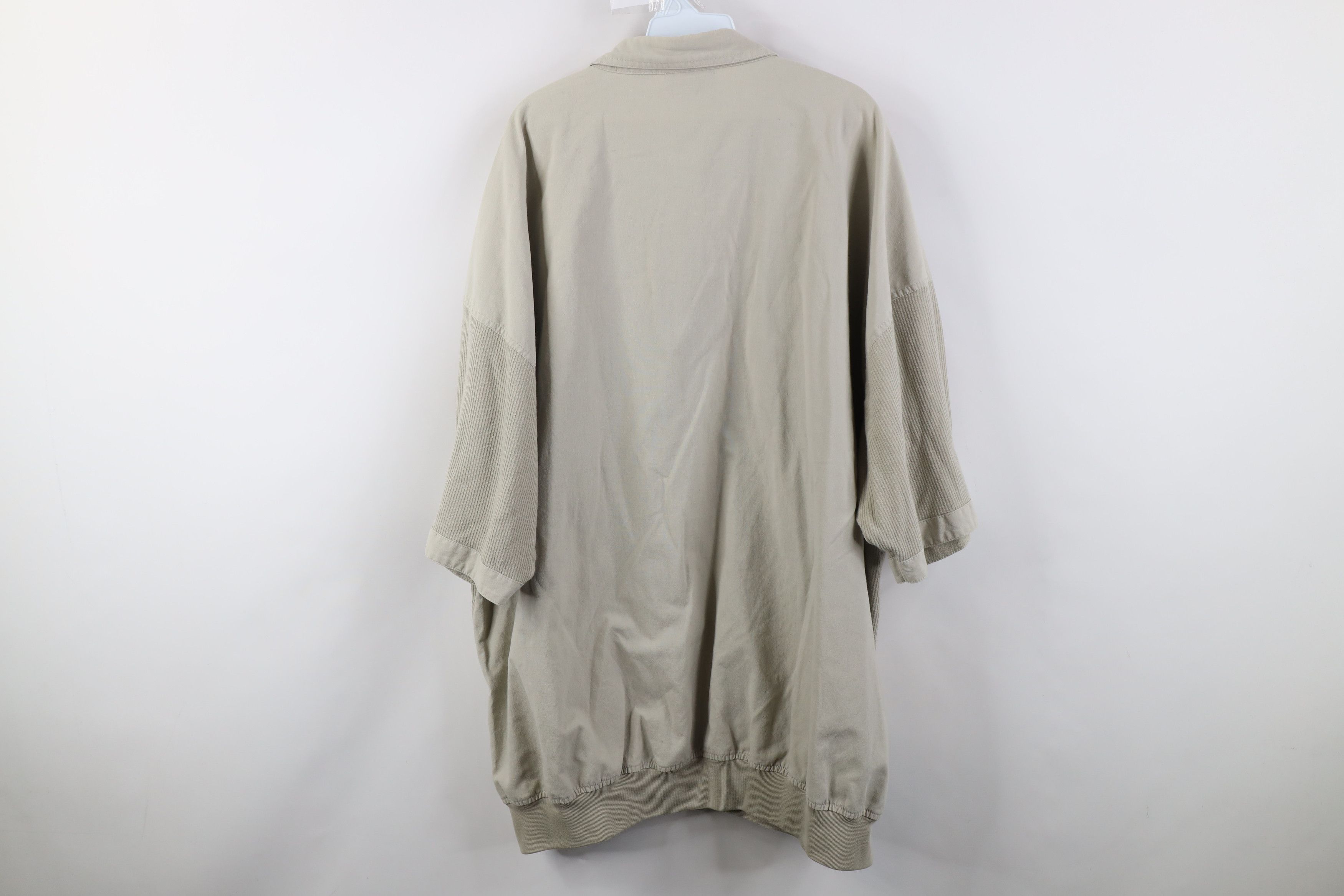 Vintage Vintage 90s Streetwear Ribbed Knit Pullover Polo Shirt Beige Size US XXL / EU 58 / 5 - 10 Thumbnail