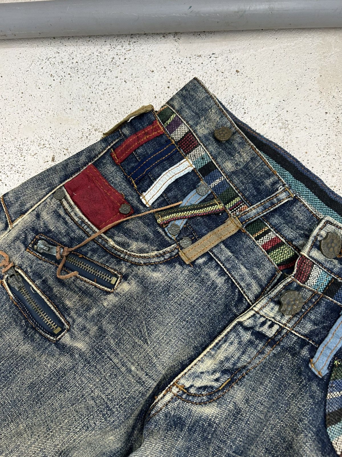 GOSTAR DE FUGA Vintage Joneaa Denim Double Waist Engineer Mud Washed Size US 31 - 11 Thumbnail