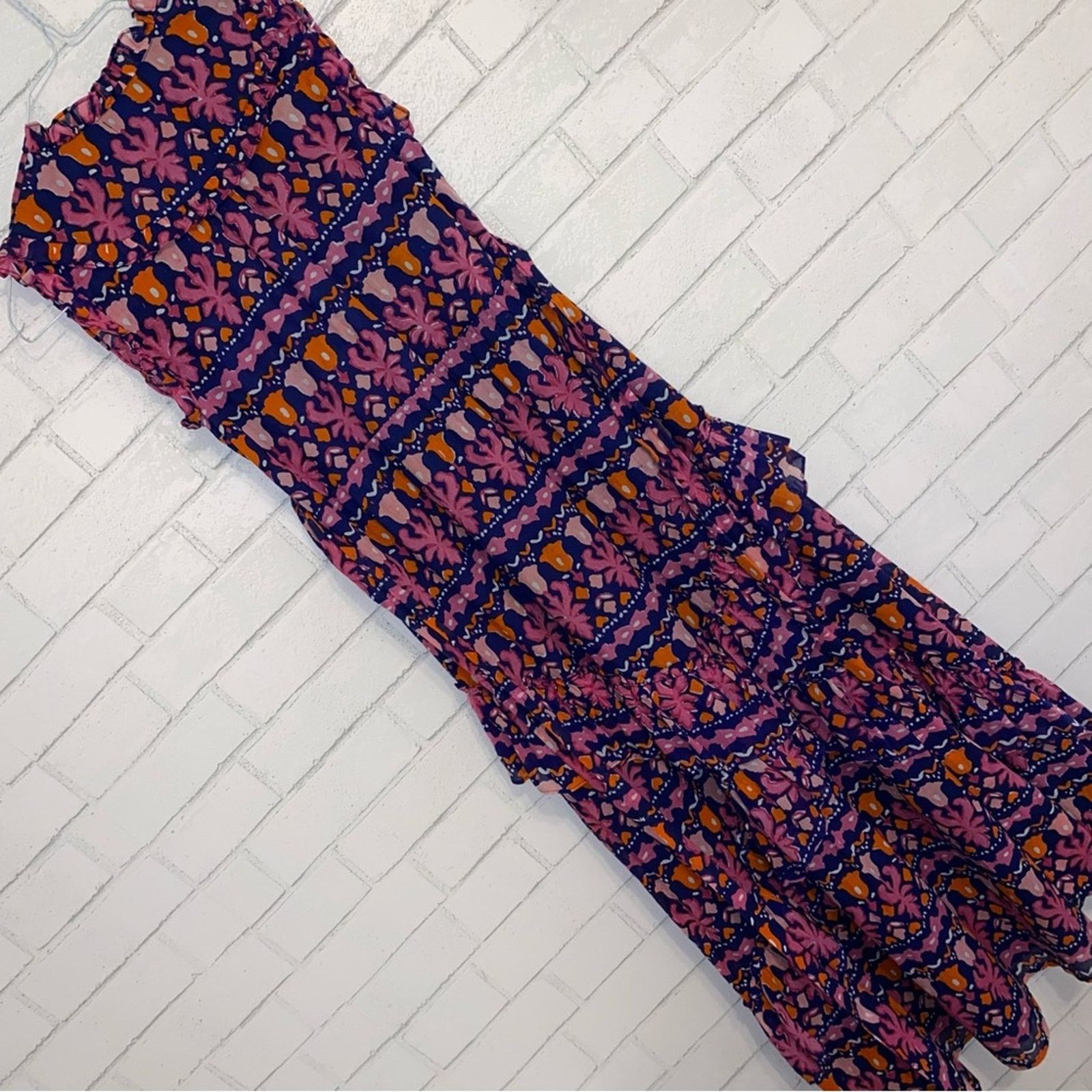 Banjanan Banjanan $350 Donna Midi Dress In Edwardian Tile XS EUC Size XS / US 0-2 / IT 36-38 - 12 Thumbnail