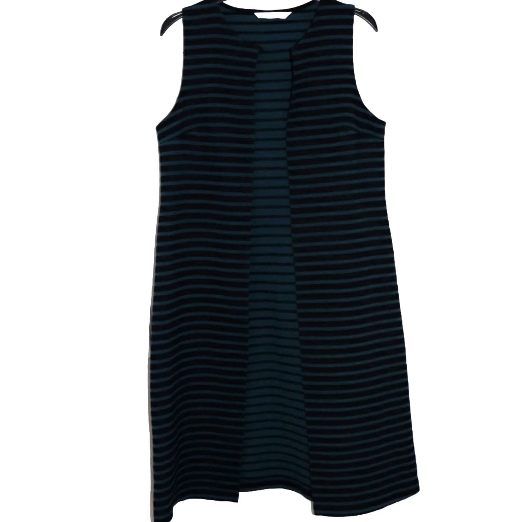 Altea Puane Longline Striped Sleeveless Cardigan UK12 Black Teal Pre Loved Womens Size XL / US 12-14 / IT 48-50 - 2 Thumbnail