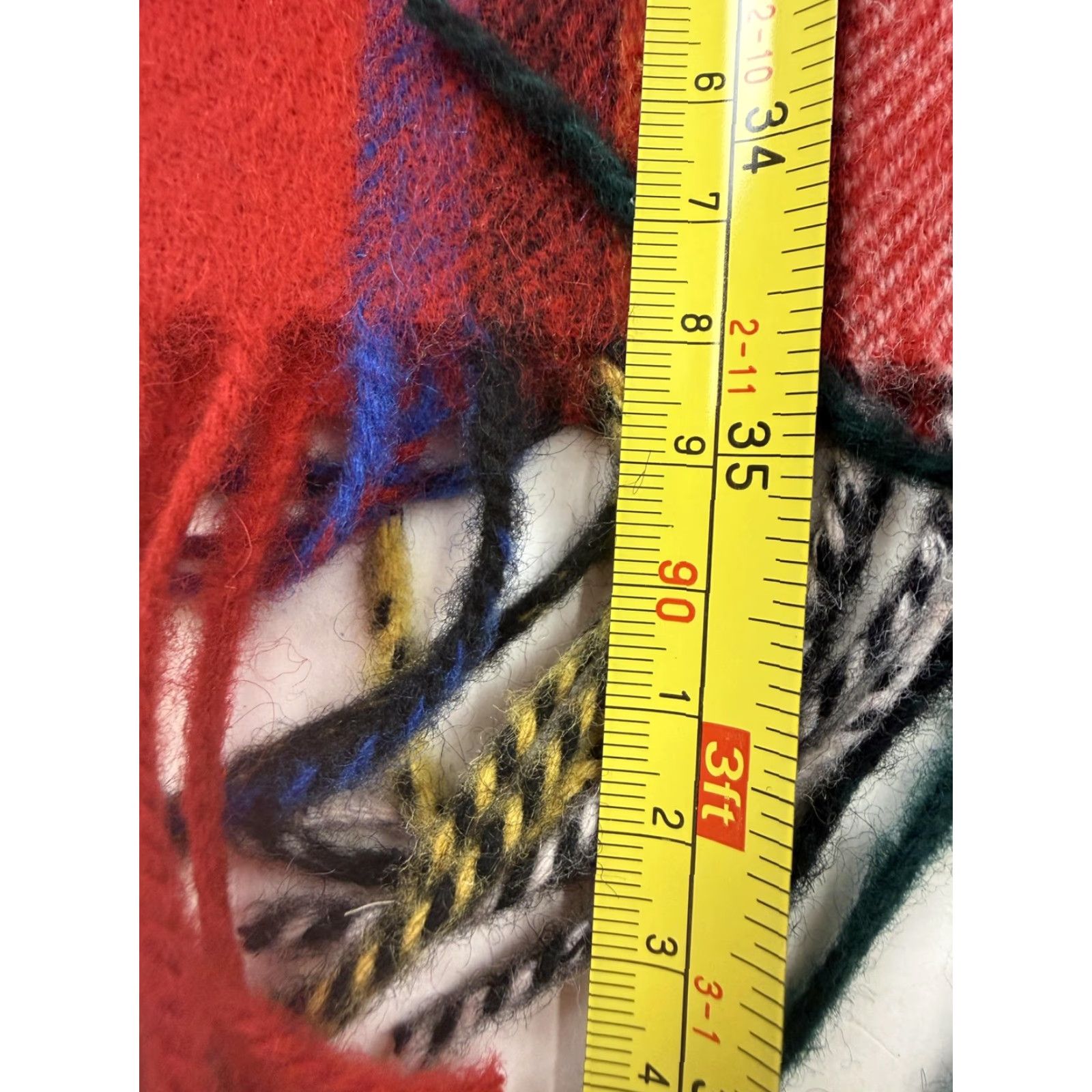 Vintage Edinburgh Scarf Mens One Size Red Stewart Royal Plaid Lambswool Fringe Winter Size ONE SIZE - 6 Thumbnail