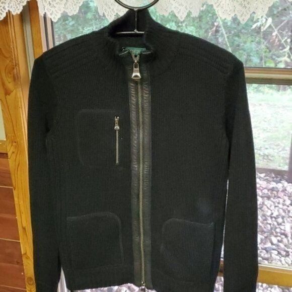 Ralph Lauren Ralph Lauren Black Full Zip w/ Leather Embellishments Sweate Size S / US 4 / IT 40 - 3 Thumbnail