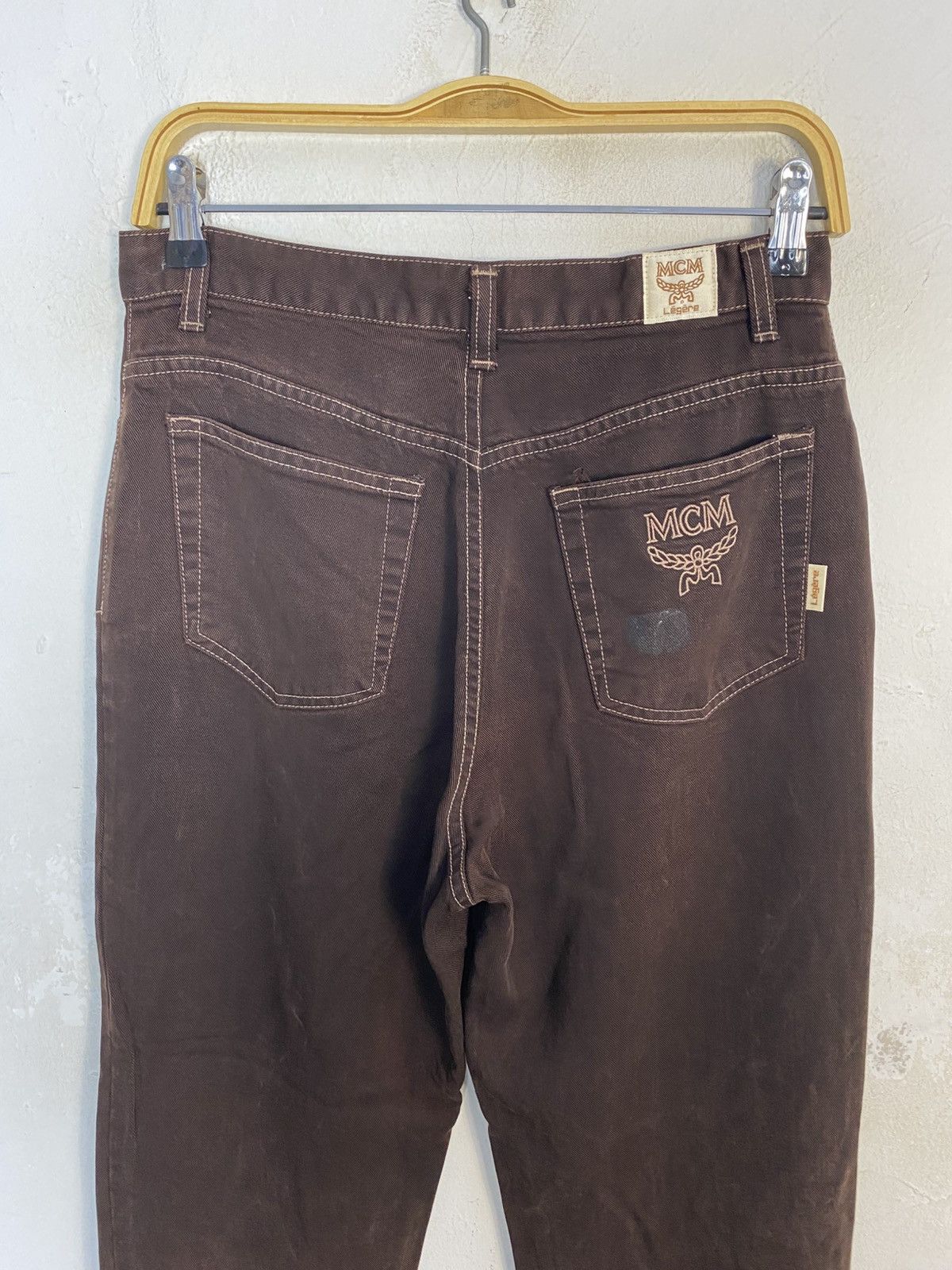 MCM MCM Legere Brown Khaki Denim Jeans Straight Waist Size 28 Size 28" / US 6 / IT 42 - 7 Thumbnail
