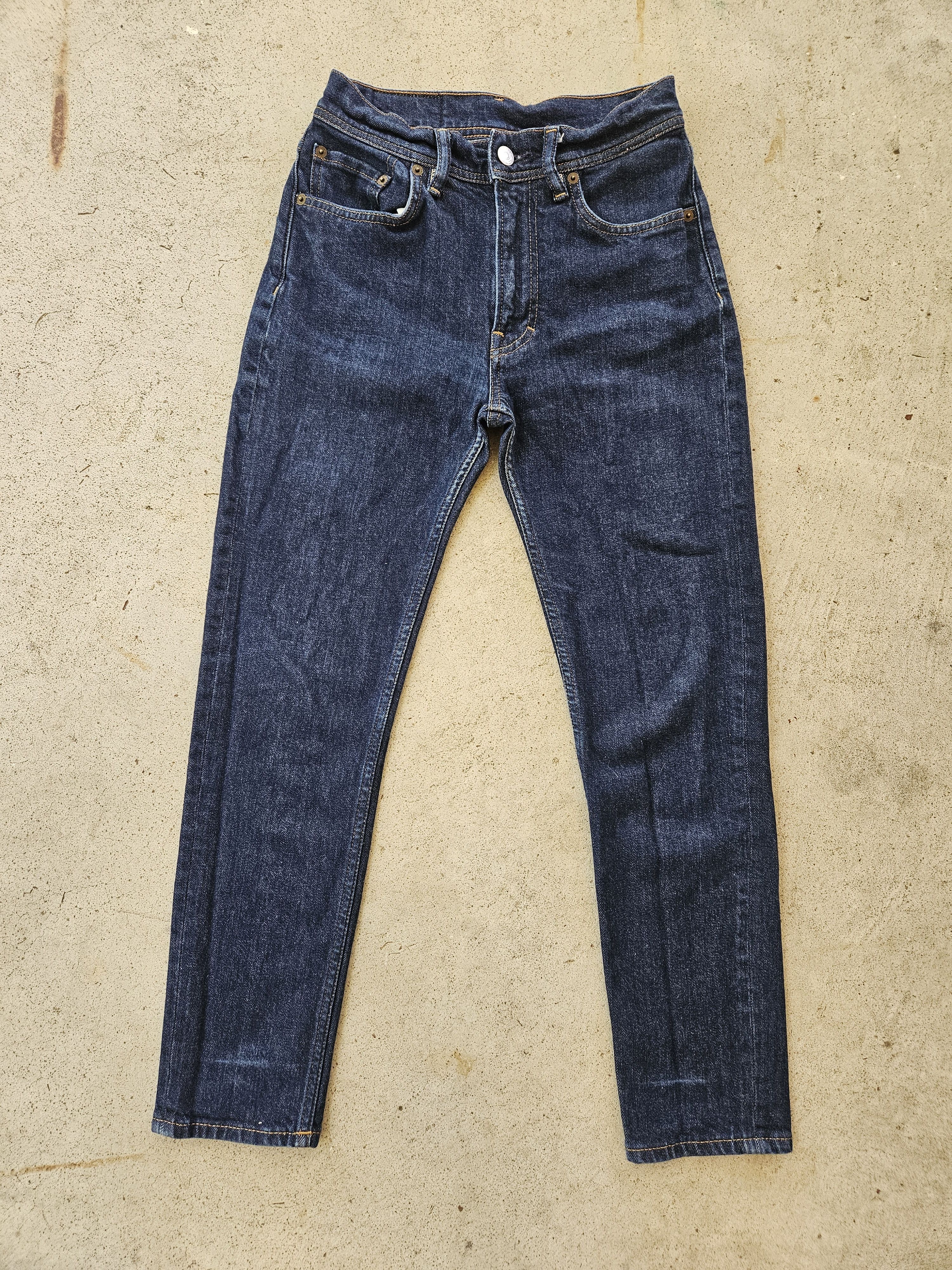 Acne Studios Melk Indigo Leather Back Patch Blue Denim Jeans Size 25" / US 0 / IT 36 - 4 Thumbnail