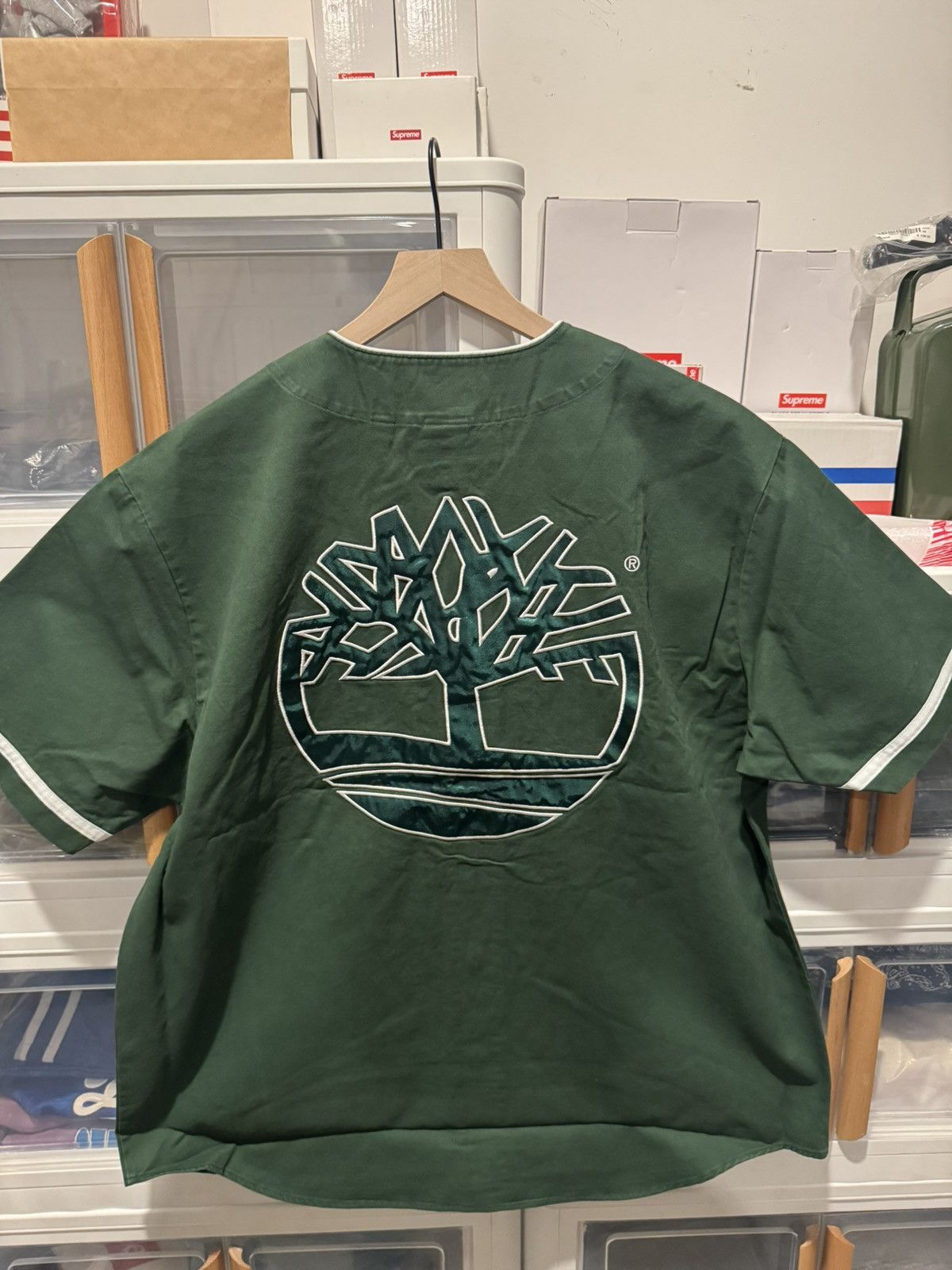 Supreme × Timberland Supreme Timberland Baseball Jersey Green Size US XXL / EU 58 / 5 - 2 Thumbnail