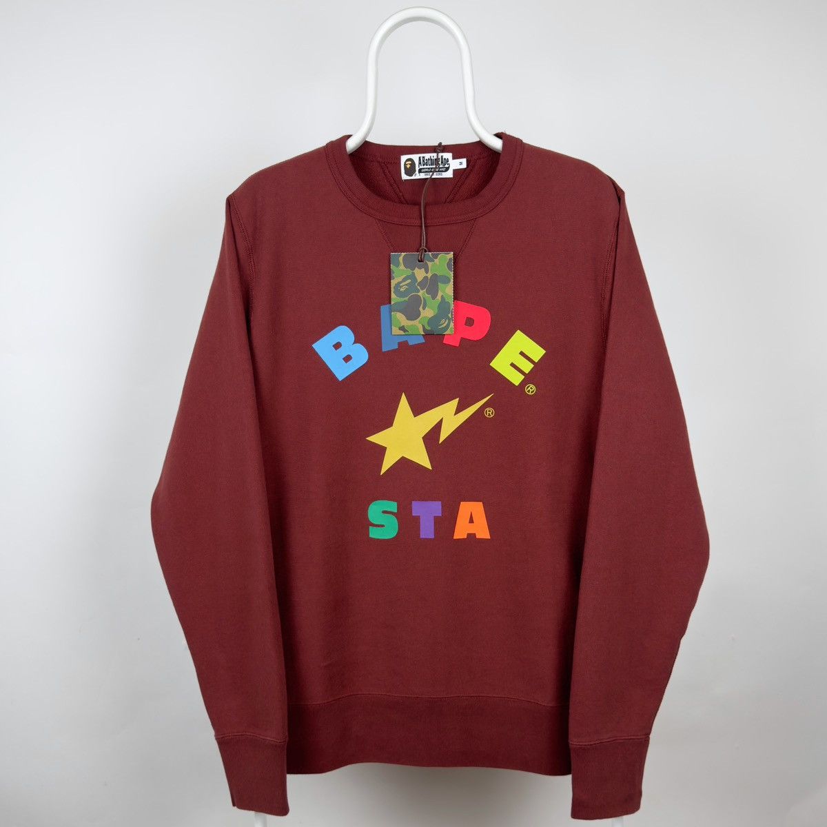 Bape Bape Bapesta Crewneck Burgundy 2022 Size US M / EU 48-50 / 2 - 3 Thumbnail
