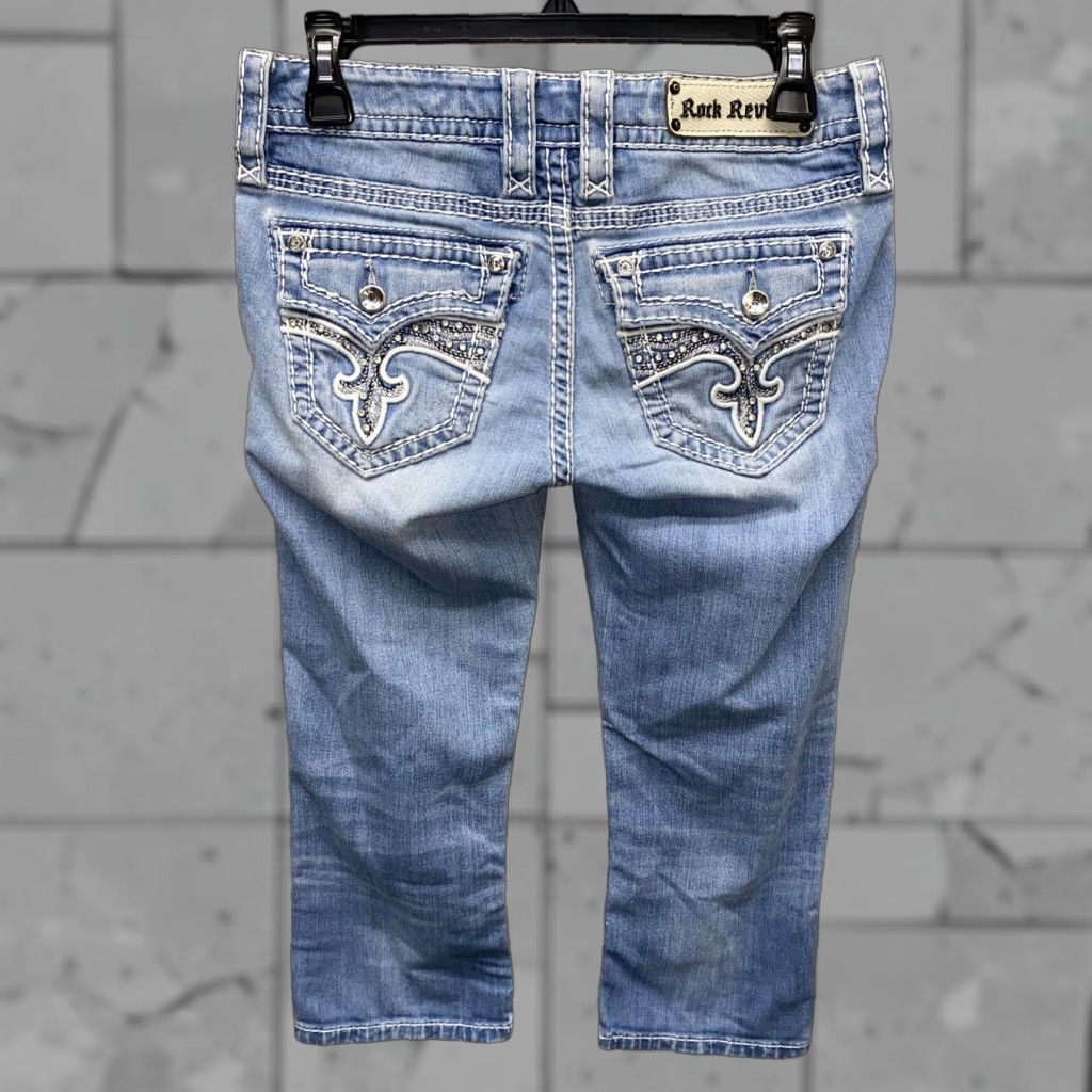 Vintage Rock Revival Jeans Women 27x21 Blue Light Wash BAMBI Capri Denim Capris 21in Inseam Size 27" / US 4 / IT 40 - 1 Thumbnail