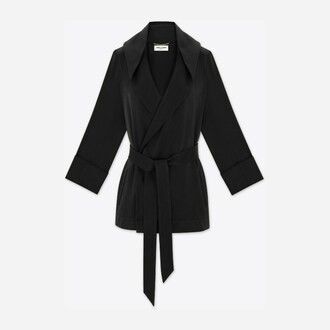 Saint Laurent Paris o1bcso1str1124 Hooded Jacket In Crepe Satin in Black Size M / US 6-8 / IT 42-44 - 1 Thumbnail