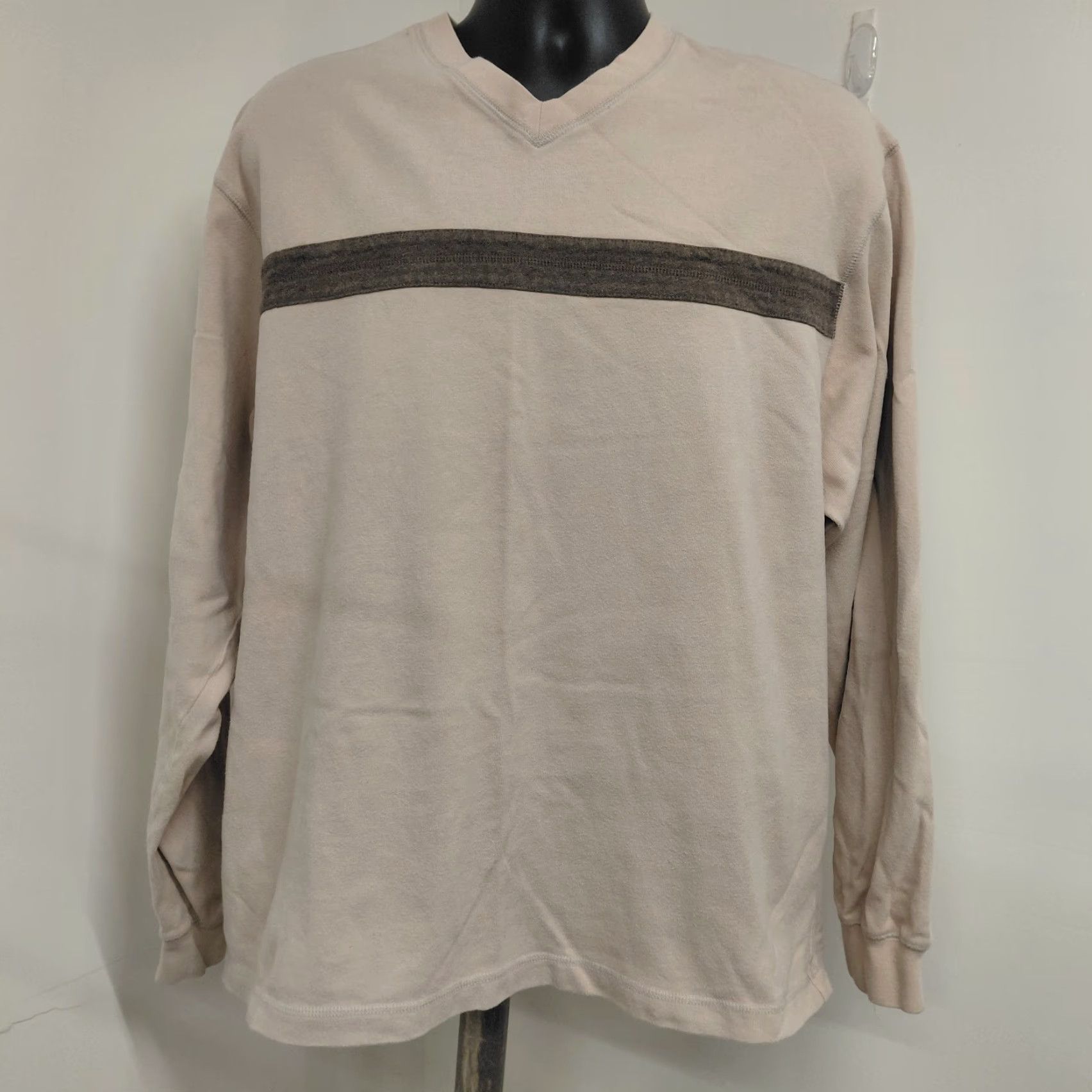 Eddie Bauer Eddie Bauer Sweater Mens L Beige Striped V-Neck Long Sleeve Pullover Knitted Knit Casual Size US L / EU 52-54 / 3 - 2 Thumbnail